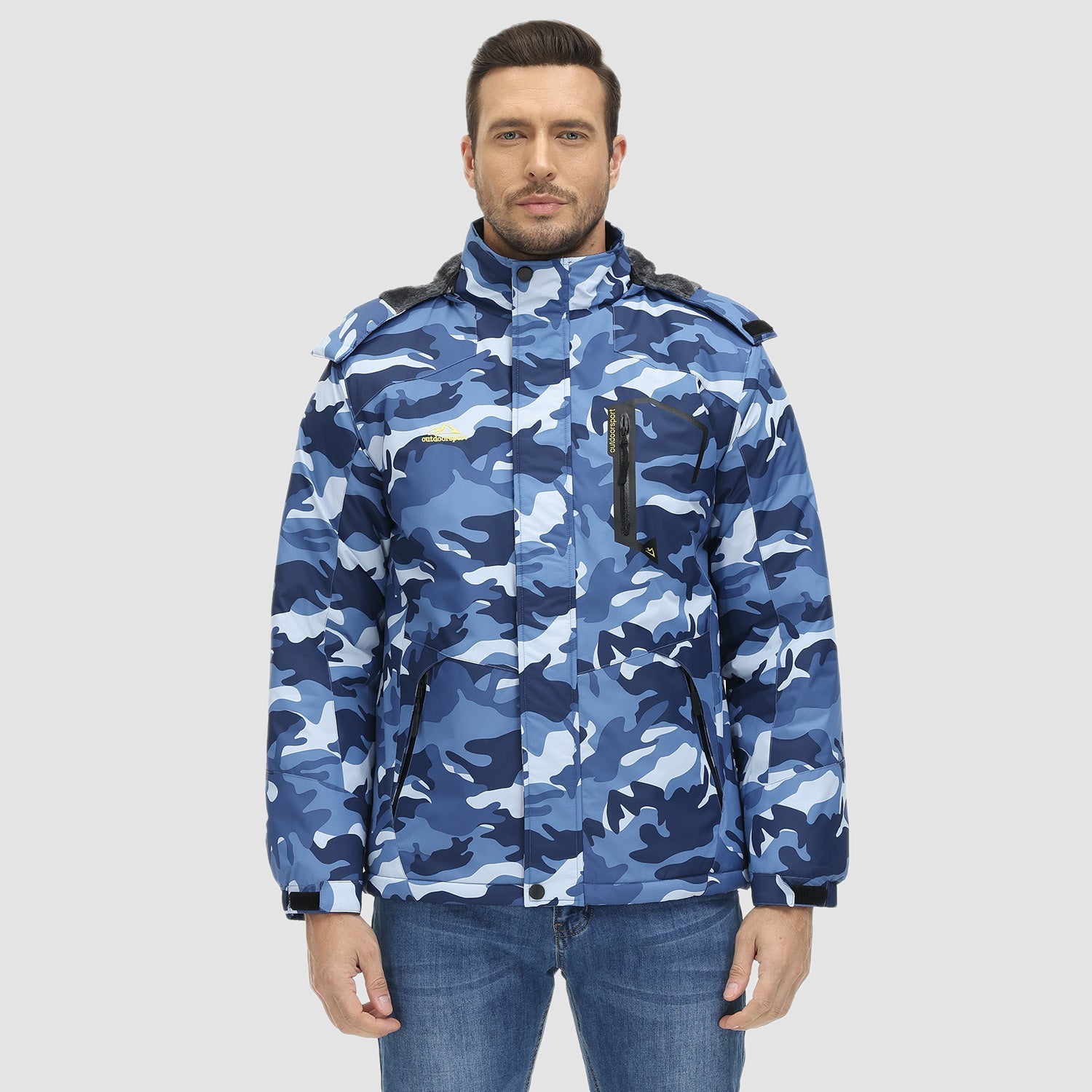 Men's Water-Repellent Winter Ski Jacket with Fleece Lining