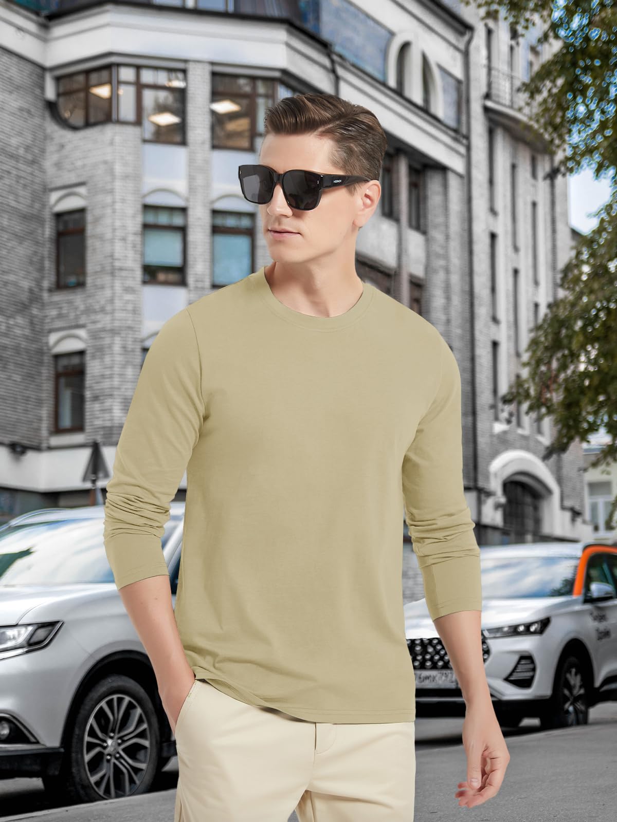 Men's Crew Neck Long Sleeve Shirt Quick Dry Sports Shirt
