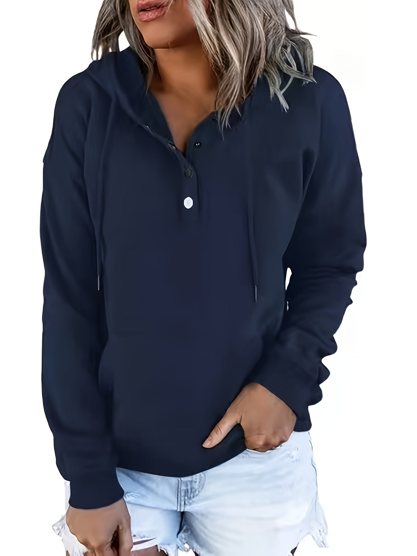 Women'S Oversized Hooded Sweatshirt - Long Sleeve Loose Fit Hoodie with Drawstring Hood & Front Pocket, Solid Casual Winter Warmth, Cozy Fall Winter Layering, Minimalist Casual Attire, Easy Care (Machine Washable) - Versatile for Casual & Semi - Forma - veyora
