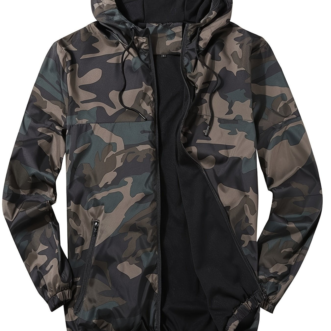 Men's Camouflage Spring/Autumn Jacket, European/American Style, Sporty Loose Fit, Mesh Breathable, Color Block Contrast Design - veyora