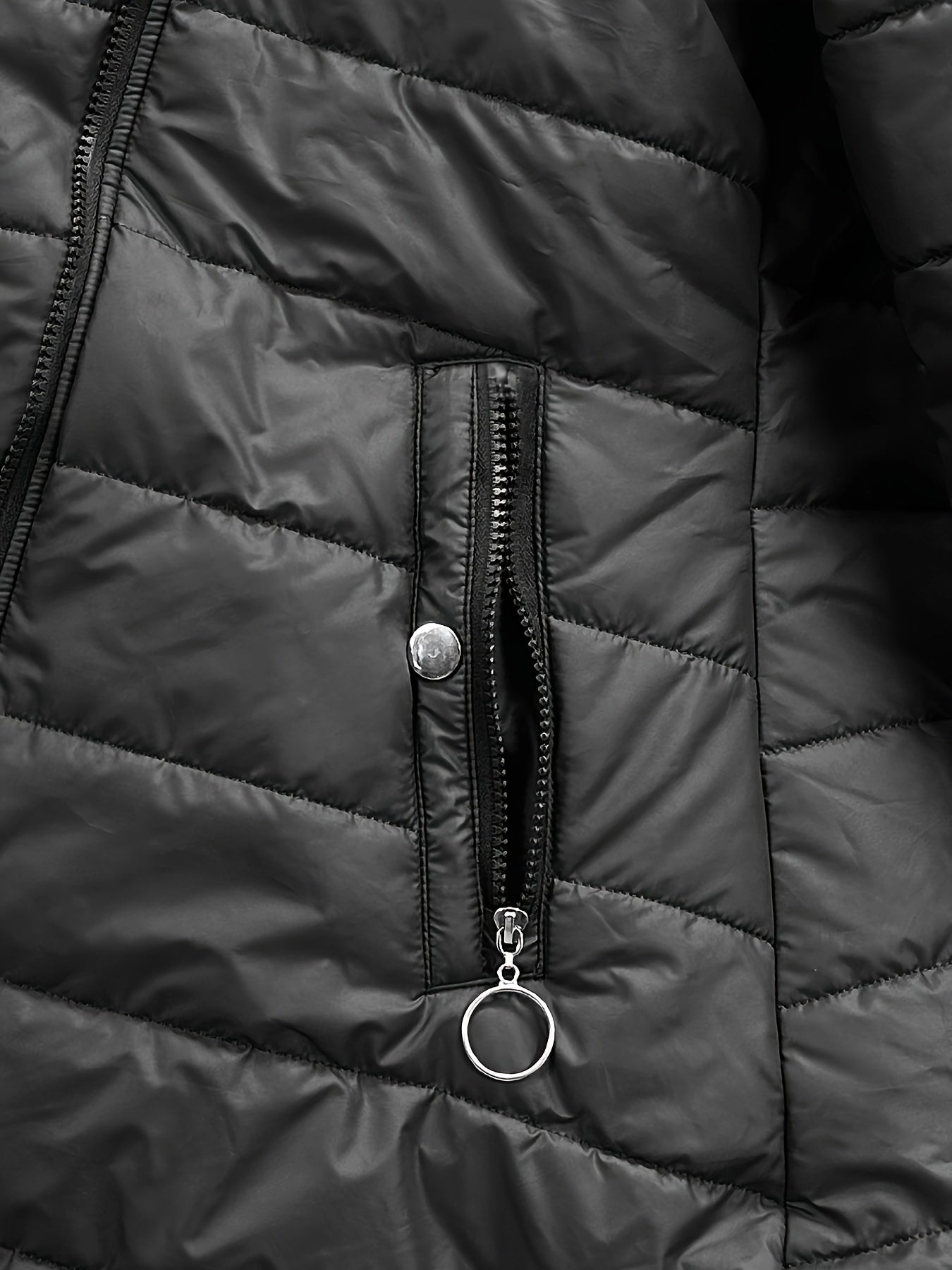 Zip-up Hoodie Puffy Coat, Casual Long Sleeve Pockets Faux Fur Lined Warm Coat For Winter, Women's Clothing