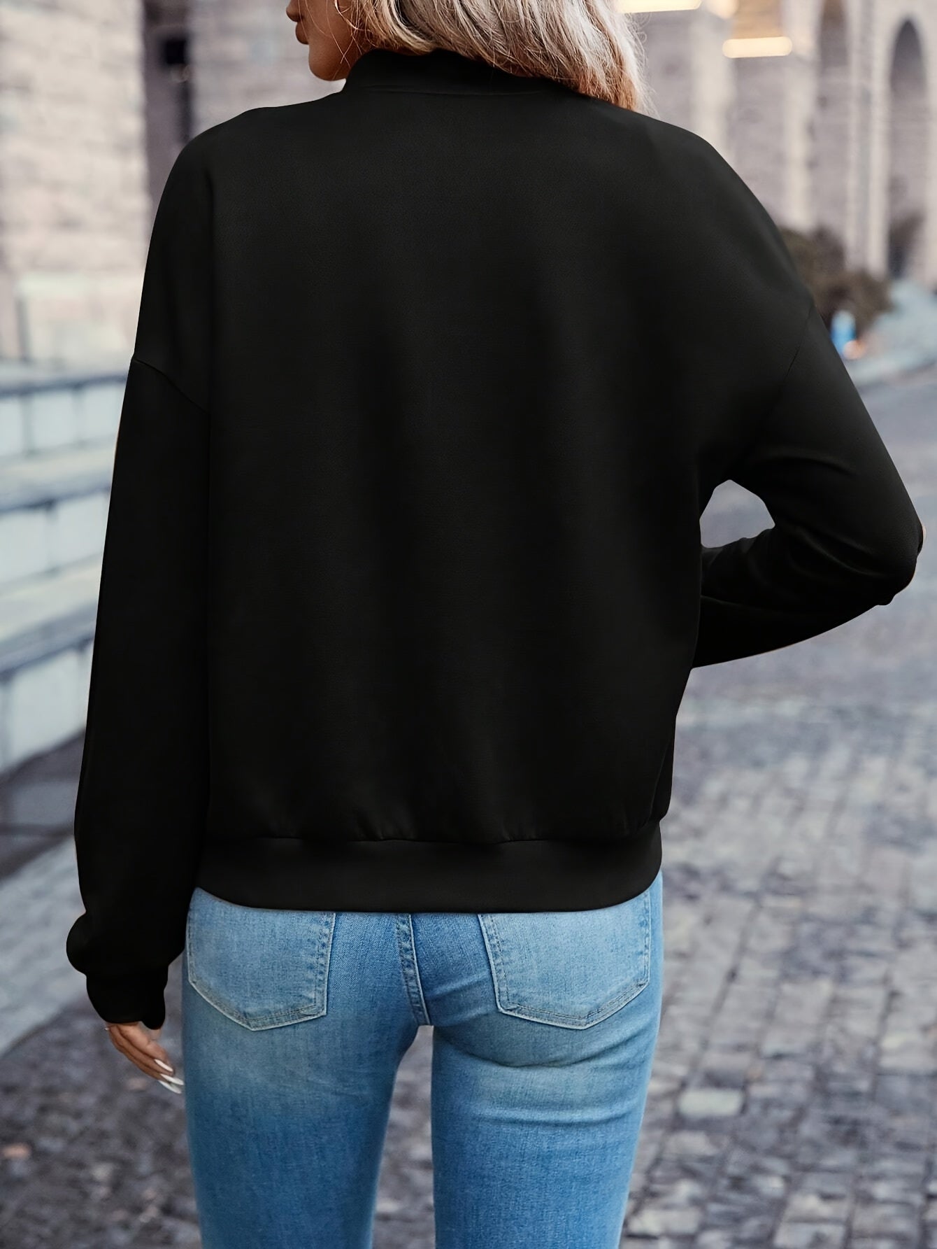 Solid Color Zip Pocket Easy Casual Jacket - veyora