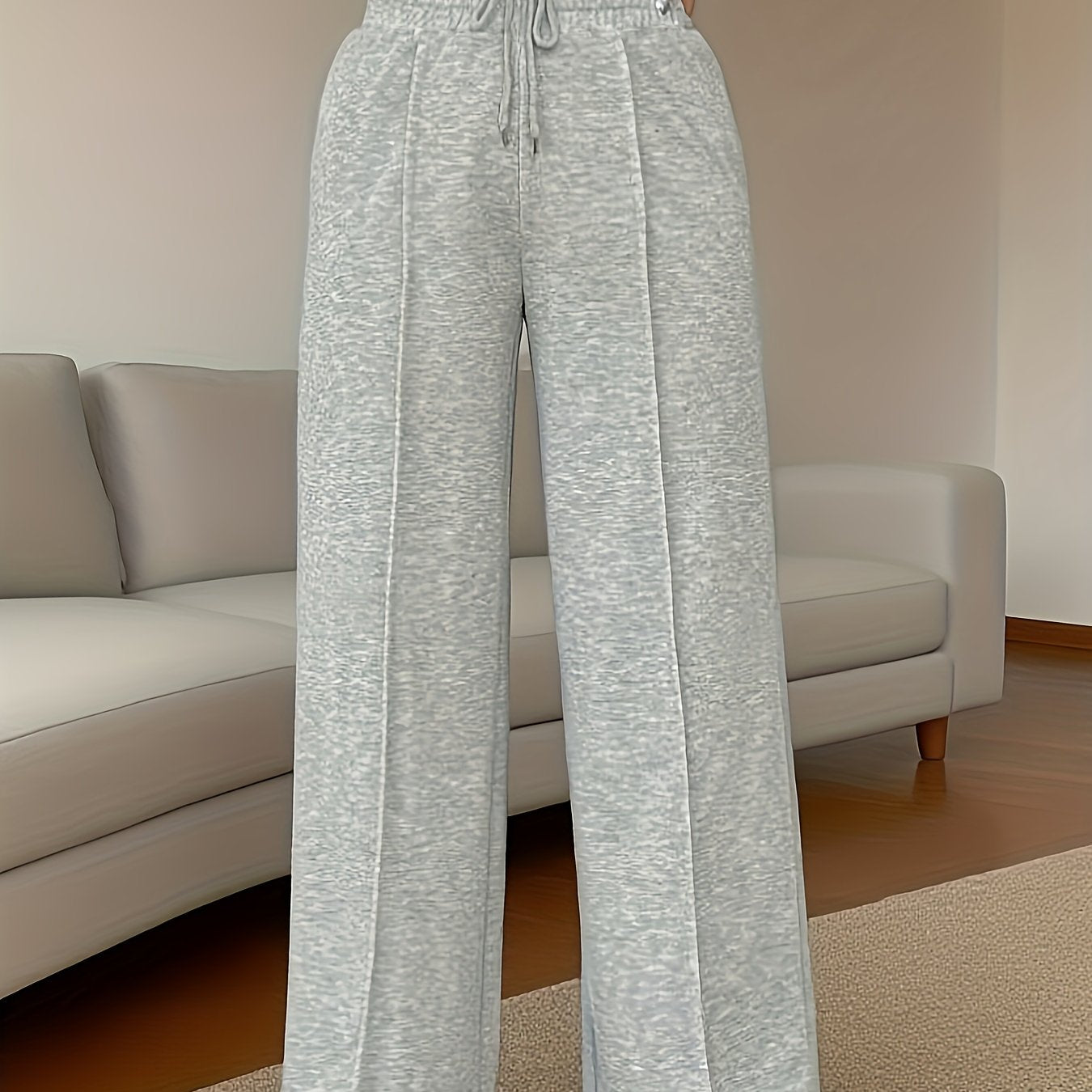 High - Waisted Wide - Leg Pants - Winter Trousers with Moderate Elasticity, Solid Color Casual & Dressy Outfits, Machine Washable Winter Pants for, Semi - Formal Events (No Bulk) - veyora