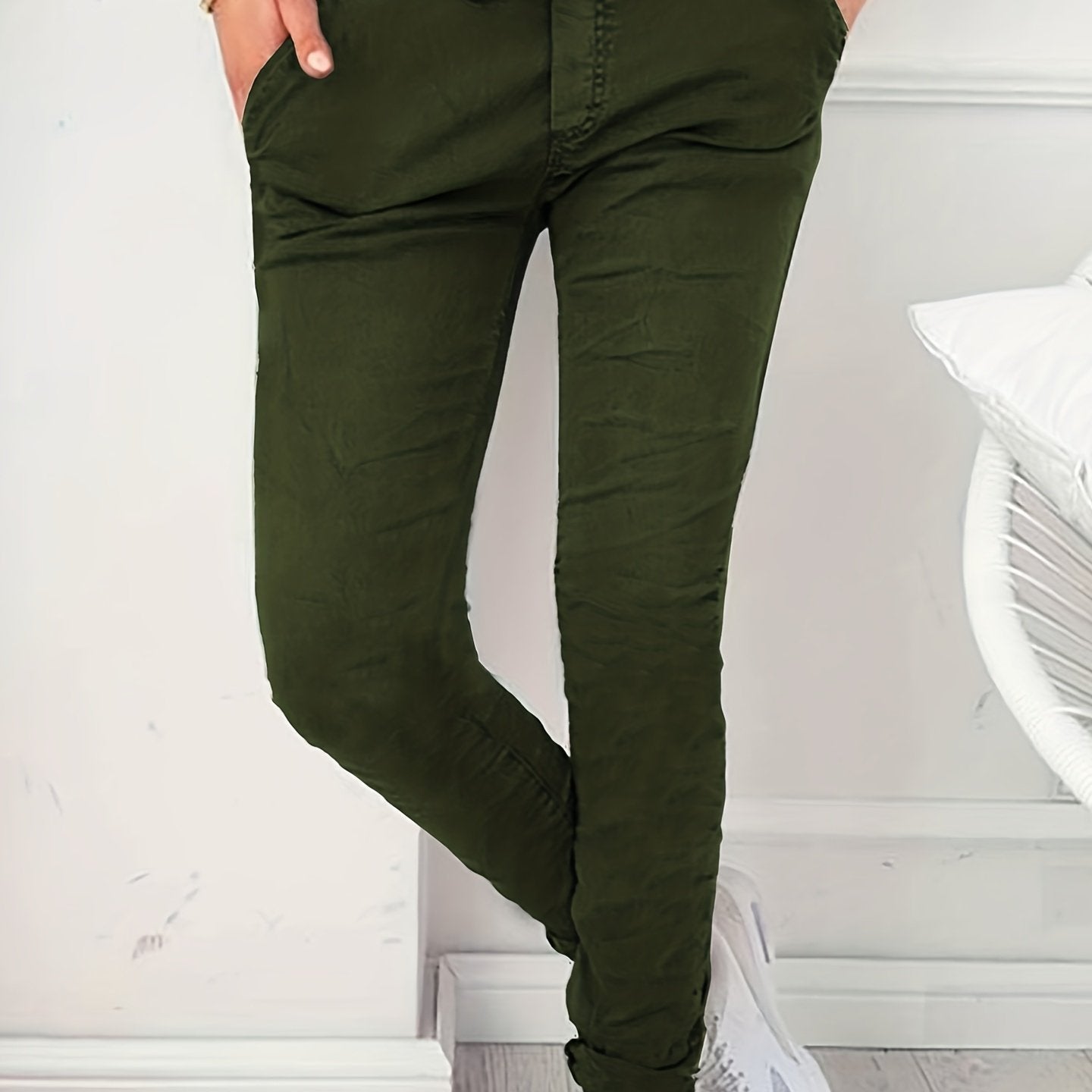 Women'S Fashion Casual Drawstring Skinny Pants | Elastic, Long Length, Solid Color for Spring/Fall - veyora