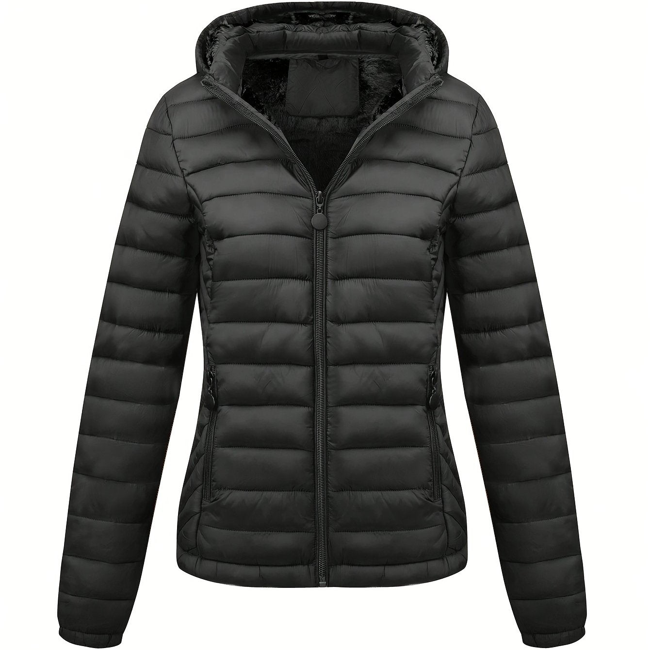 Women's Autumn/Winter Simple Lightweight Hooded Commuter Padded Coat with Pockets - veyora