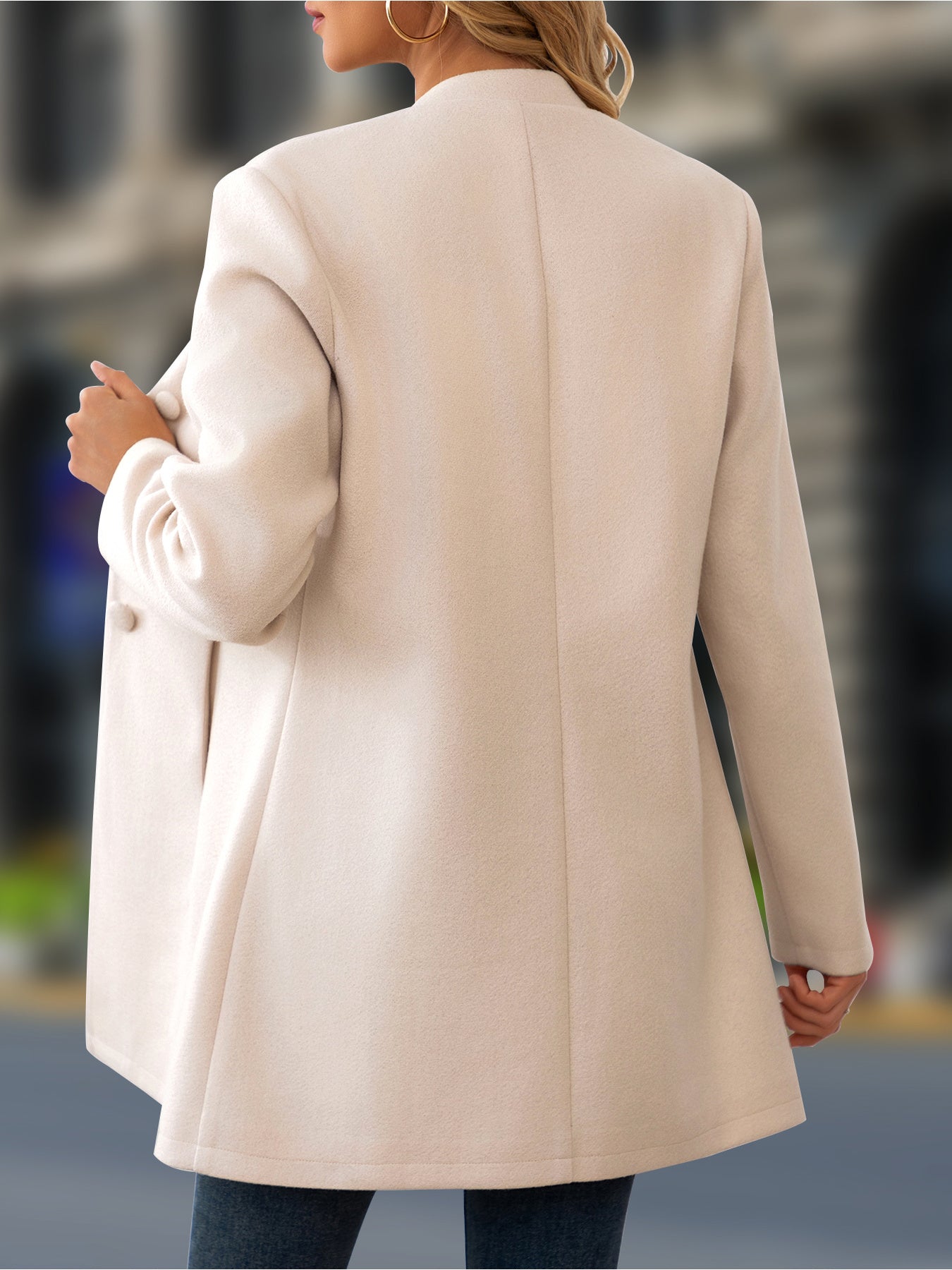 Women's Casual Thick Blend Stand Collar Button - Up Midi Jacket, New Autumn/Winter Style - veyora