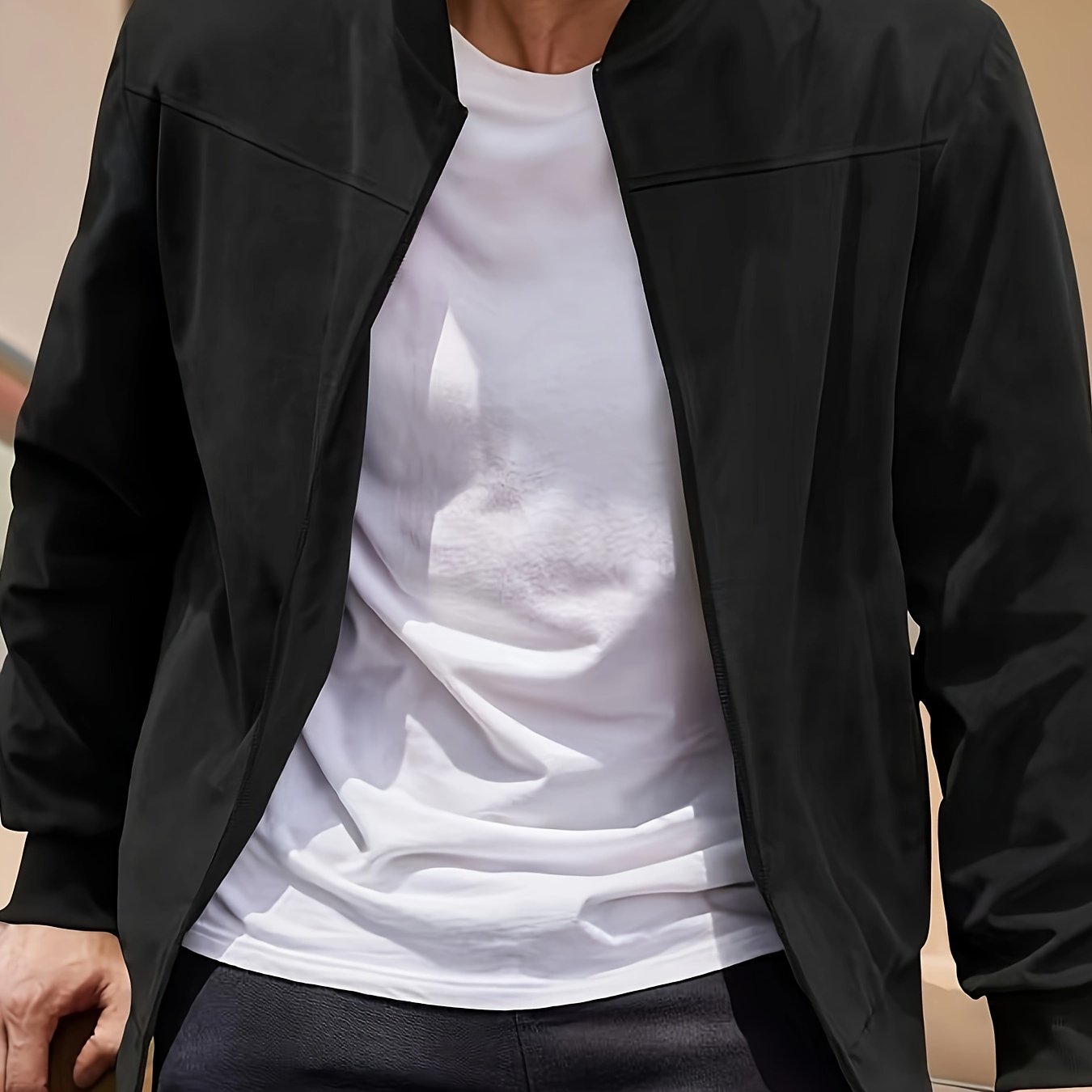 Suede Solid Color Men'S Zipper Jacket Casual Retro Long Sleeved Cardigan Jacket Men'S - veyora