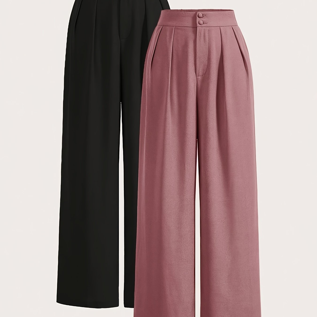 High - Waisted Wide - Leg Pants Two - Piece Set - veyora