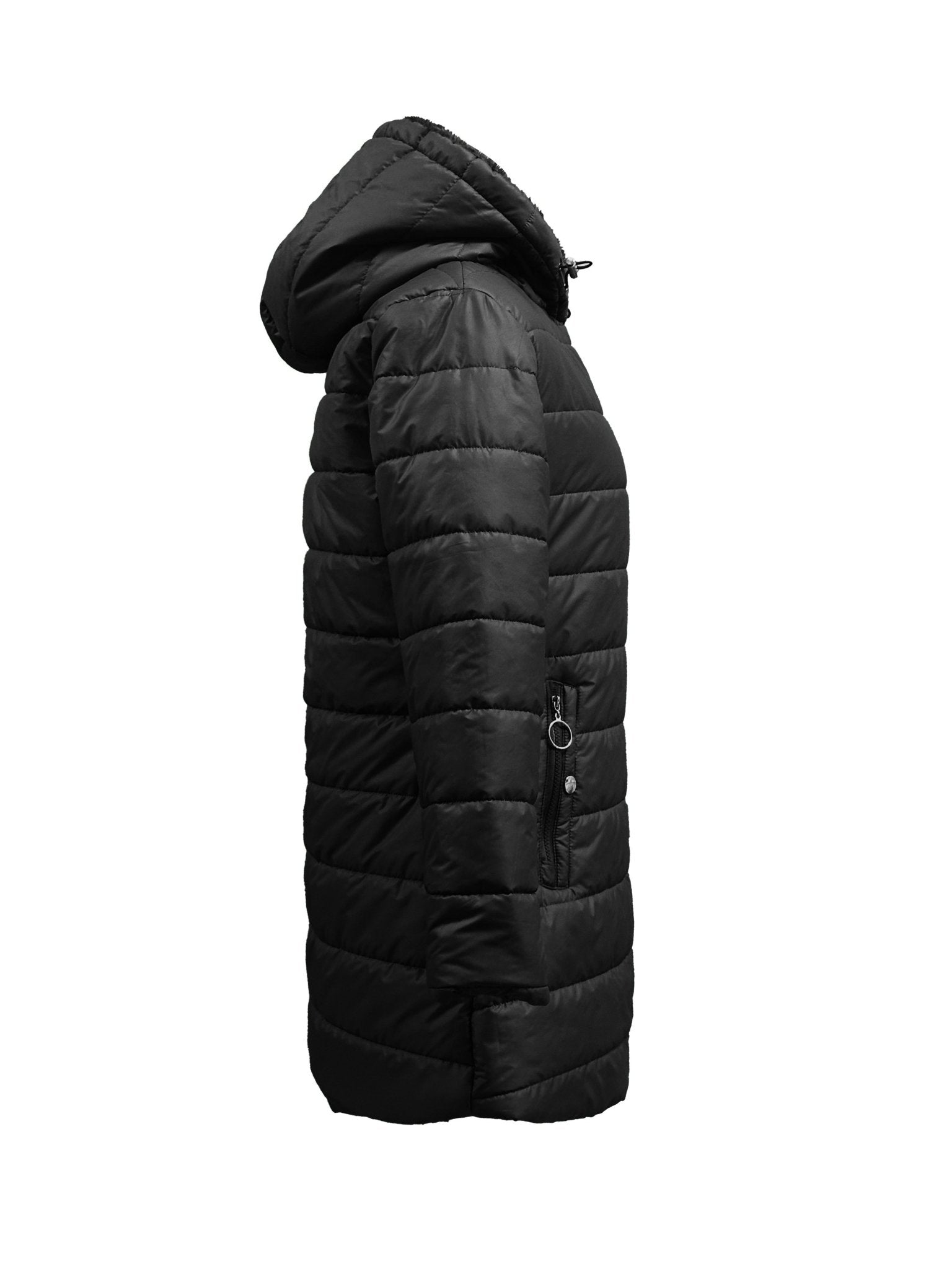 Zip - up Hoodie Puffy Coat, Casual Long Sleeve Pockets Faux Fur Lined Warm Coat For Winter, Women's Clothing - veyora
