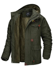 Men's Winter Cargo Jacket - Fleece - Lined, Water - Resistant, Windproof - veyora