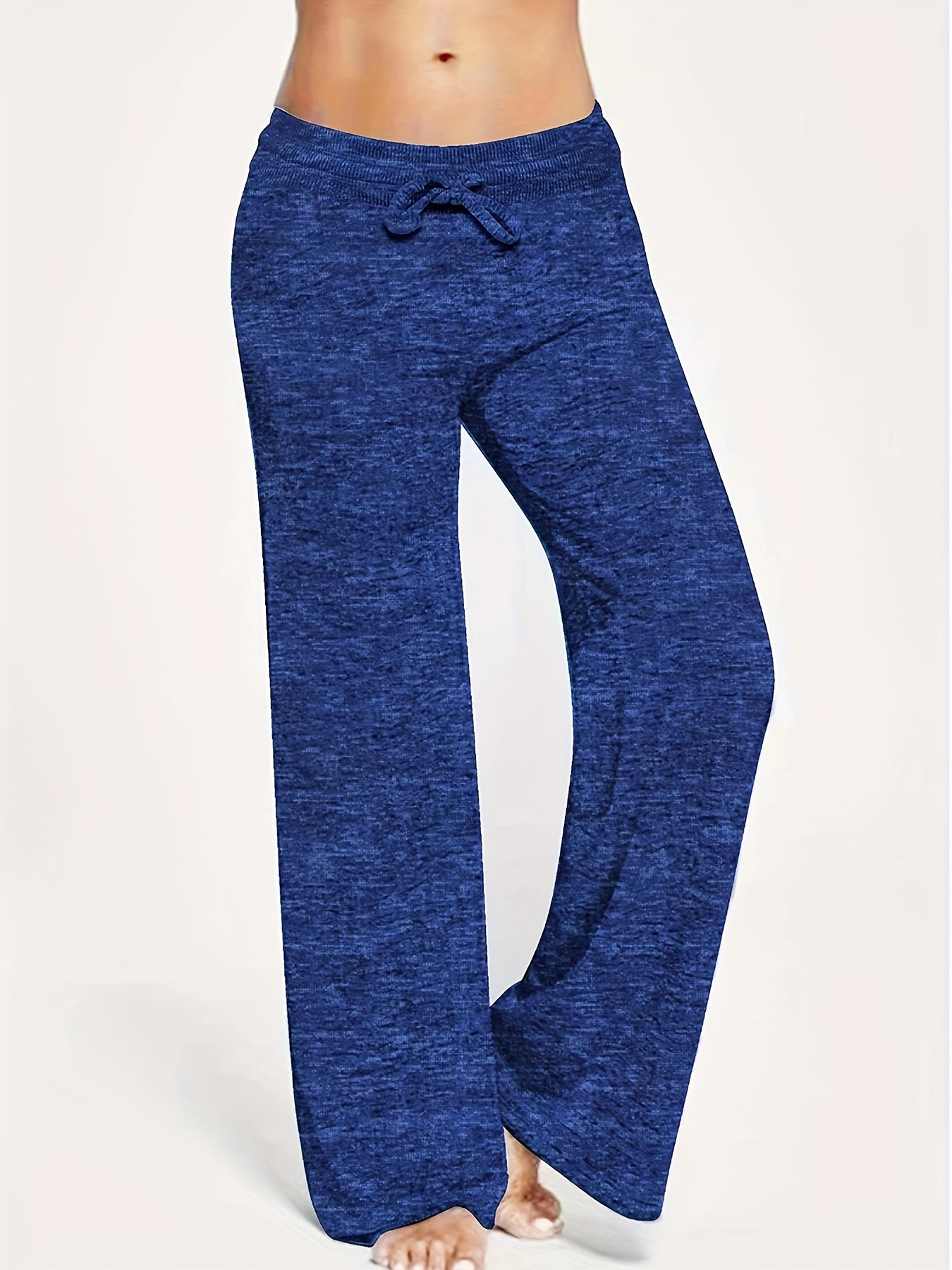 Women'S Straight - Leg Casual Pants with an Elastic Waistband And Printed Wide Legs - veyora