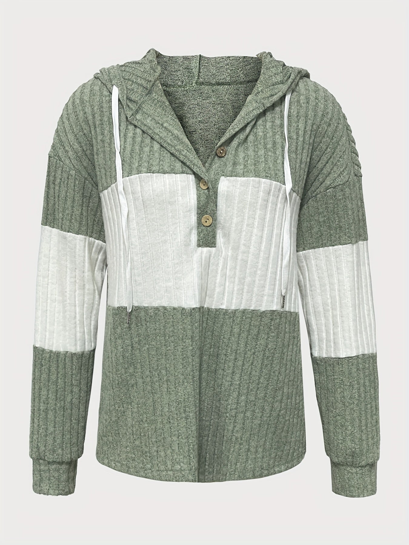 Solid Color Contrasting Hooded Pullover - veyora