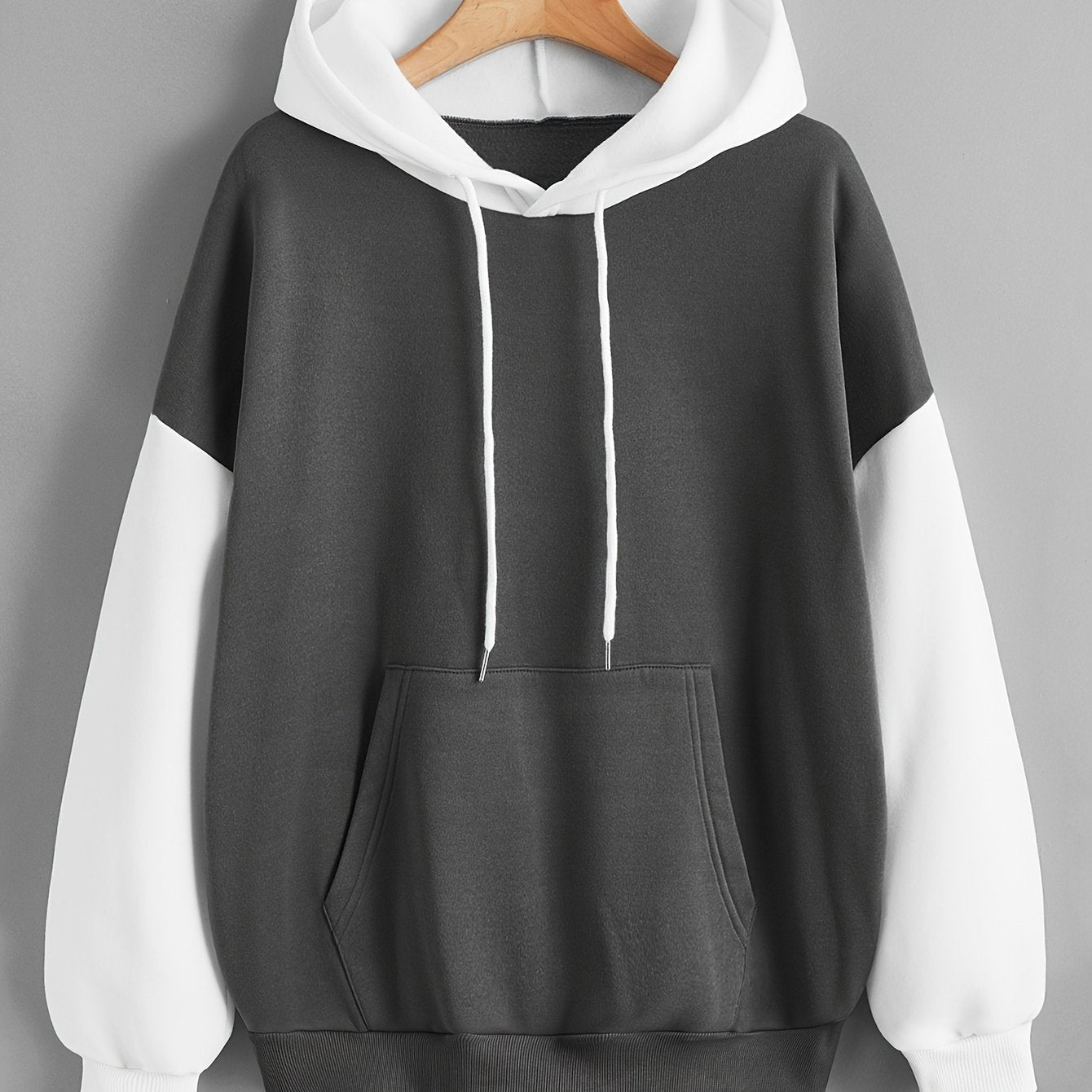 Women's Casual Sport Sweatshirt for Autumn and Winter, Loose Fit, - Lined, Thickened, Suitable for Indoor Sports, Fashionable Color Block Top - veyora