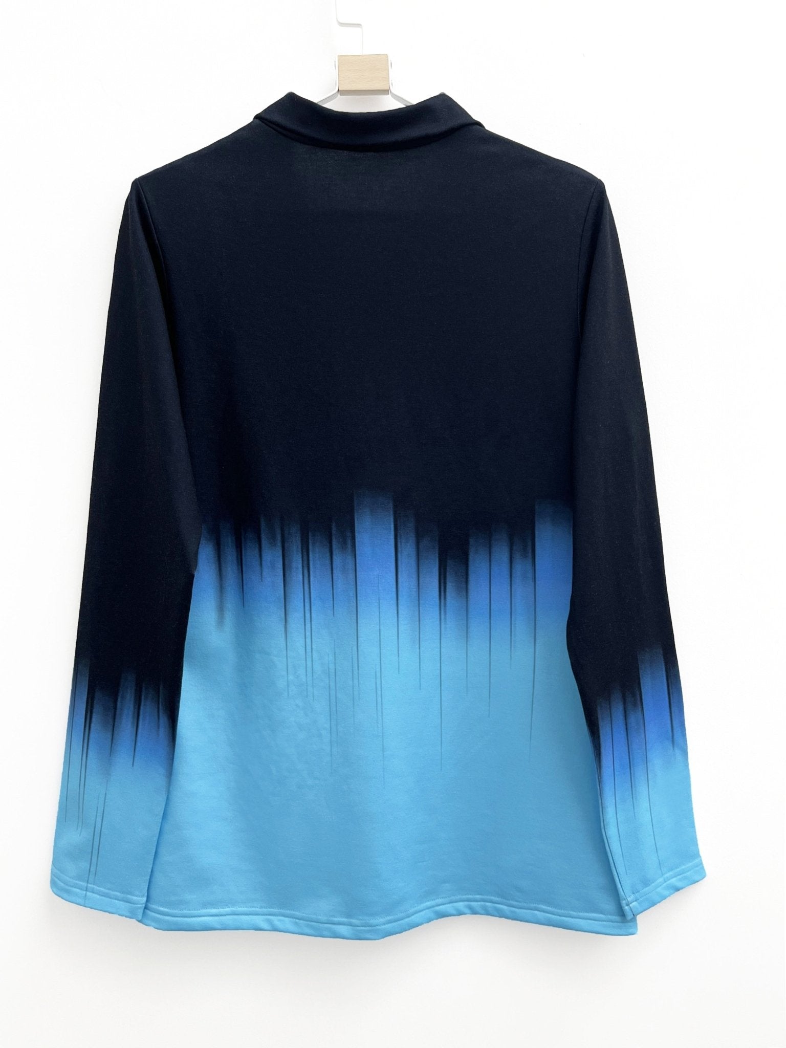 Casual Gradient Print Long Sleeve Hooded Shirts for Women, Perfect for Fall, Featuring a Stylish Zipper Pullover Design - veyora