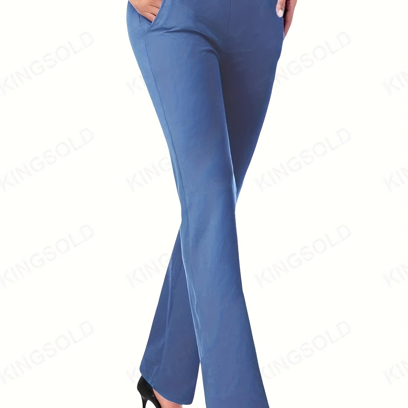 Elegant Flare Leg Women'S High - Waist Stretch Pants | Solid Color, Regular Fit, Front Pocket, Machine Washable, Suitable for Spring, Summer, and Autumn - veyora