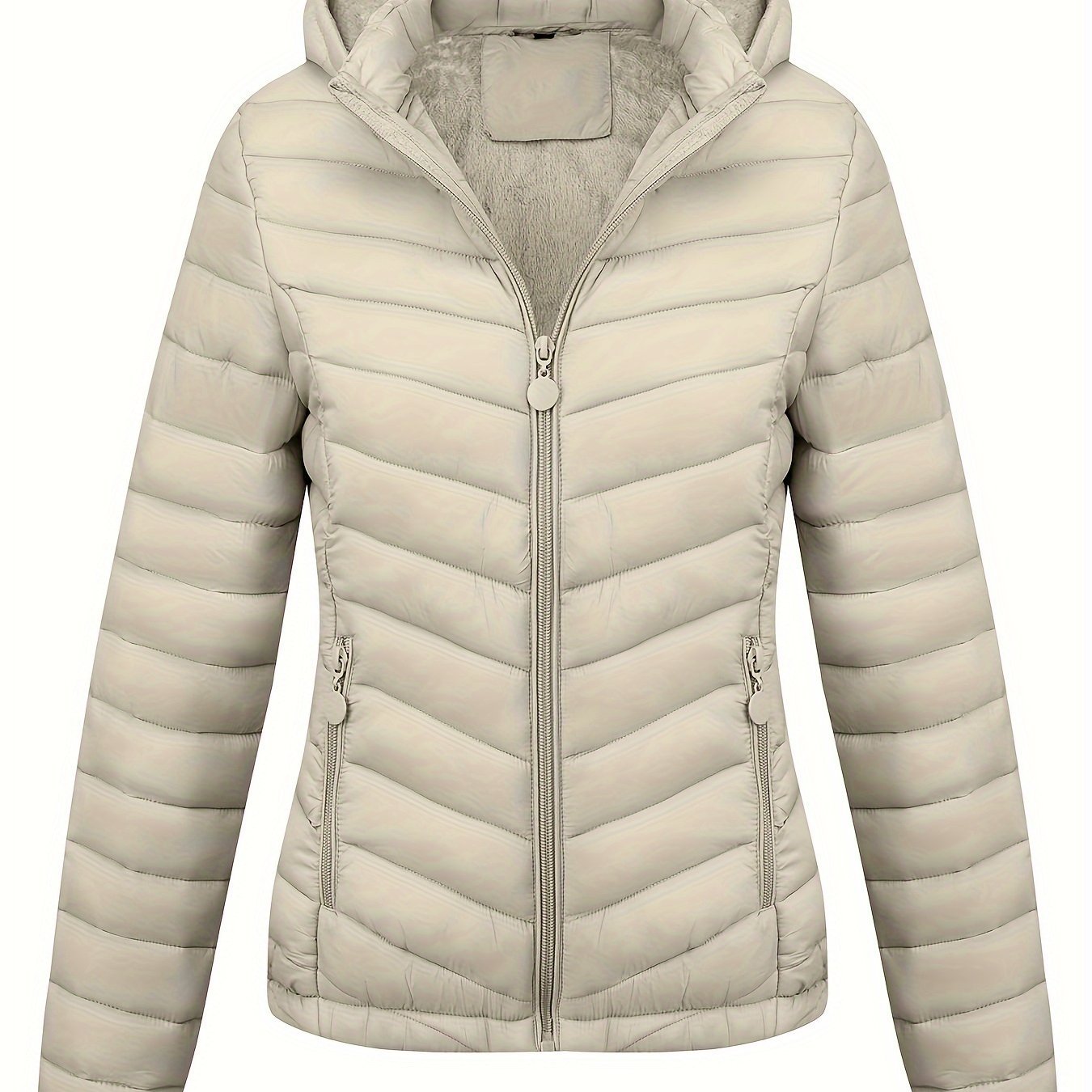 Women's Autumn/Winter Fashion Simple Versatile Lightweight Commuter Hooded Padded Coat with Pockets - veyora