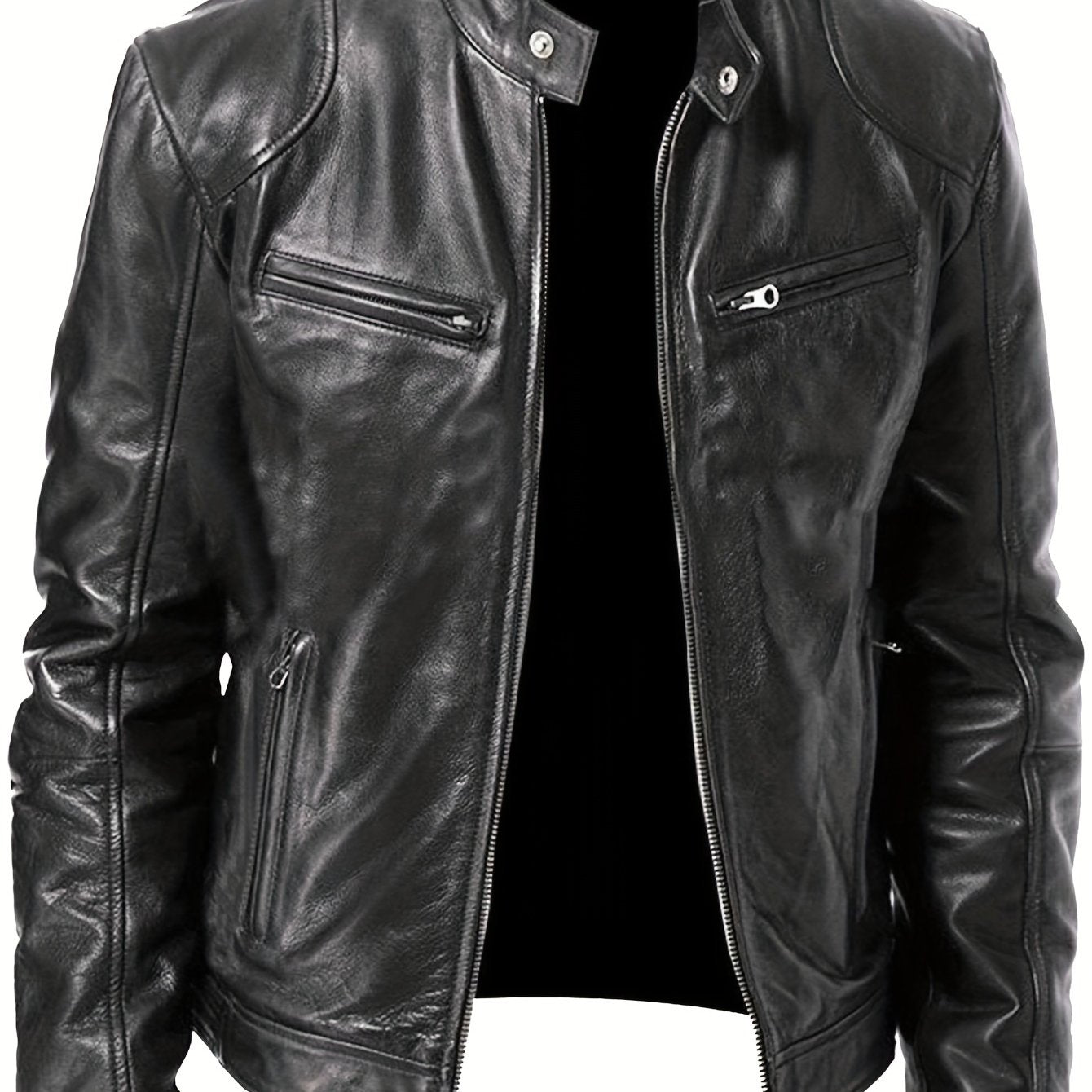 2023 Autumn/Winter New Style Zipper Cardigan Multi - Pocket Small Stand - Up Collar Slim - Fit Motorcycle Jacket Plus Size Men's Coat - veyora
