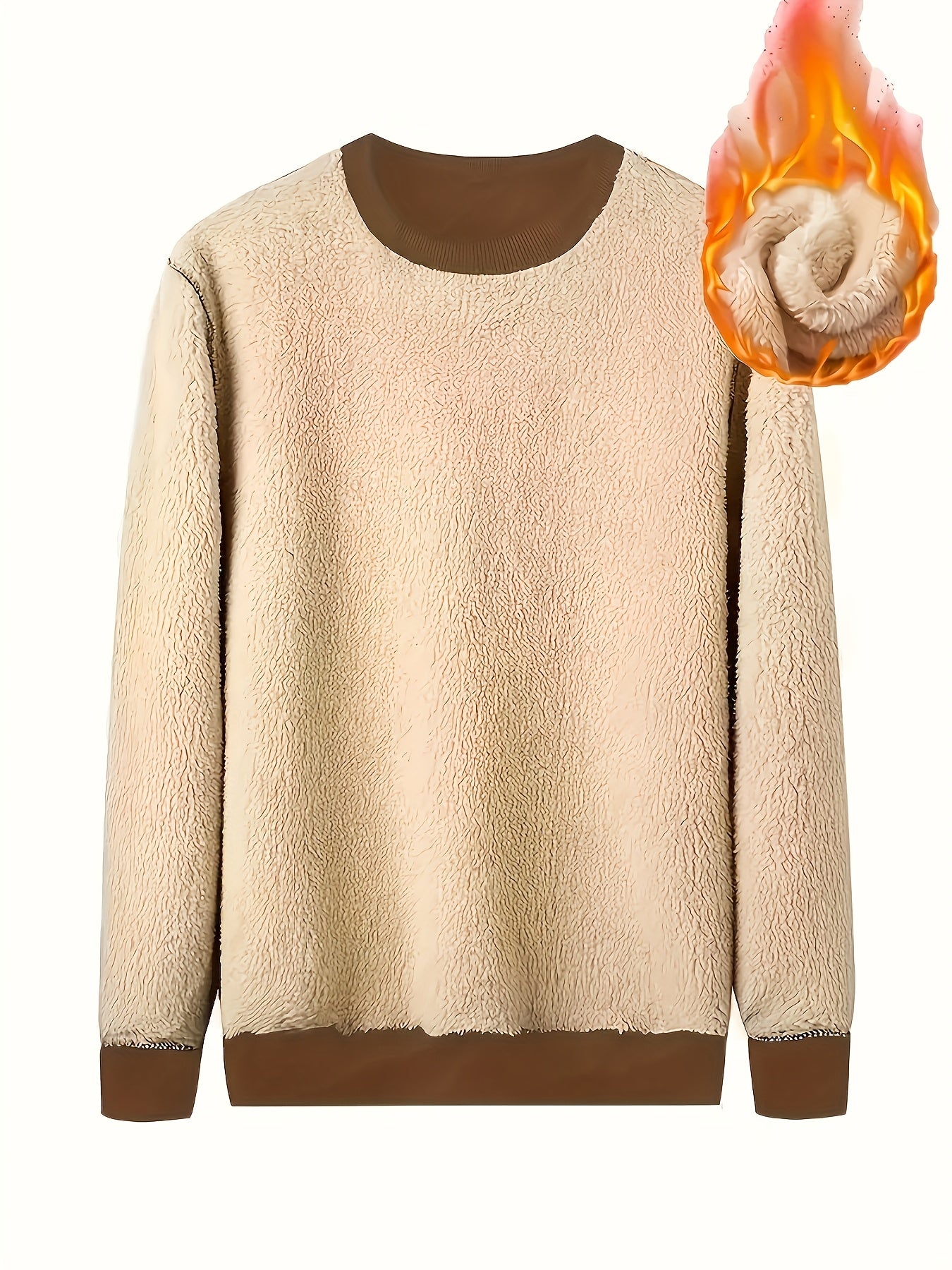 Autumn - Winter Men's Round Neck Thick - Lined Sweatshirt, Warm and Comfortable Inner Layer Top - veyora