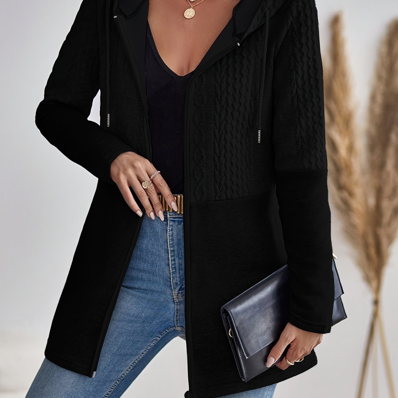 Stylish Casual Women's Gray Hooded Cardigan - veyora