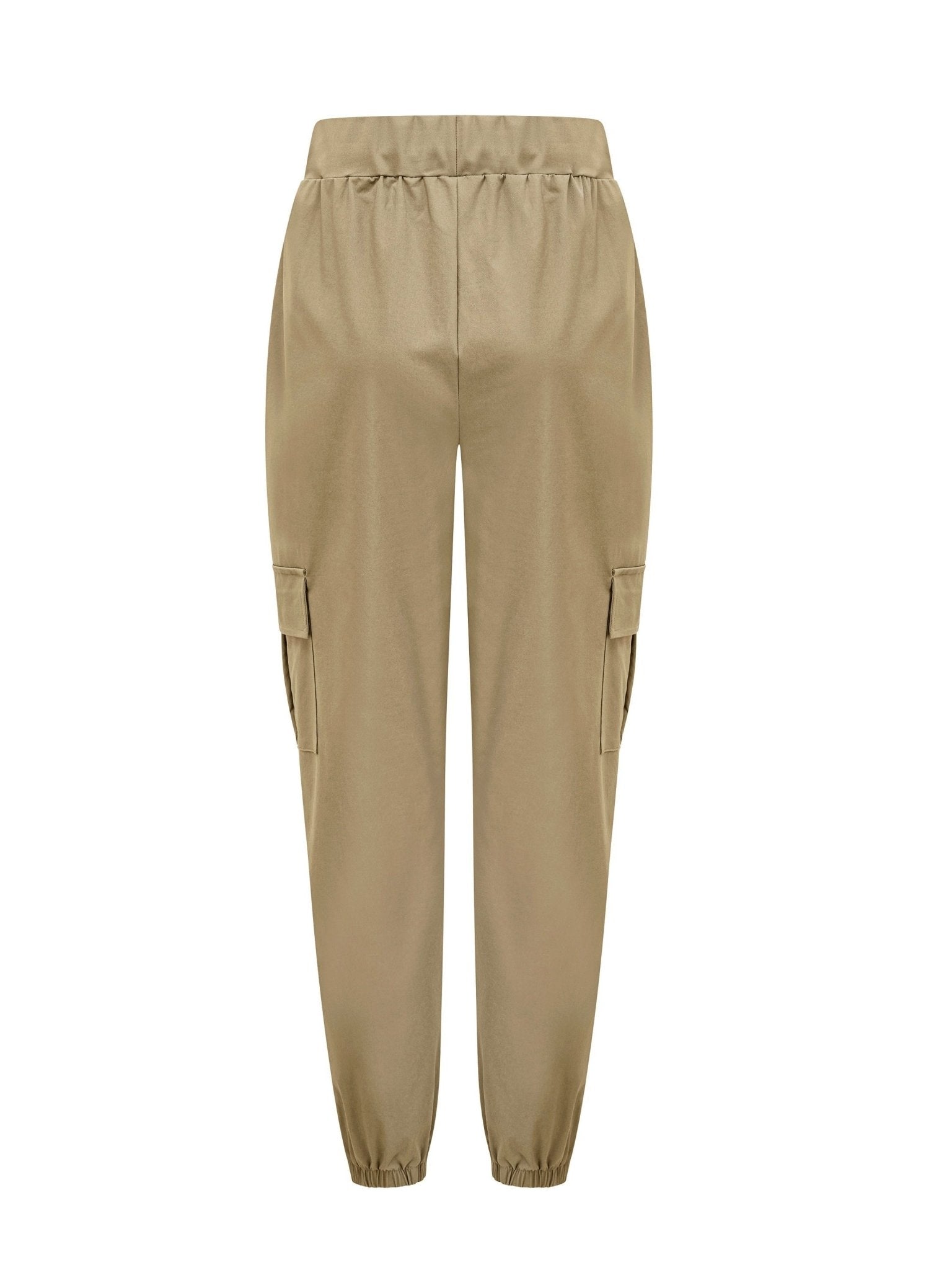 Women'S Casual Cargo Pants with Drawstring Waist, Beige, Multiple Pockets, Frayed Hem, White Sneakers, All - Season Comfort Fit, Casual Wear Pants | Frayed Hem Pants | Functional Pockets - veyora