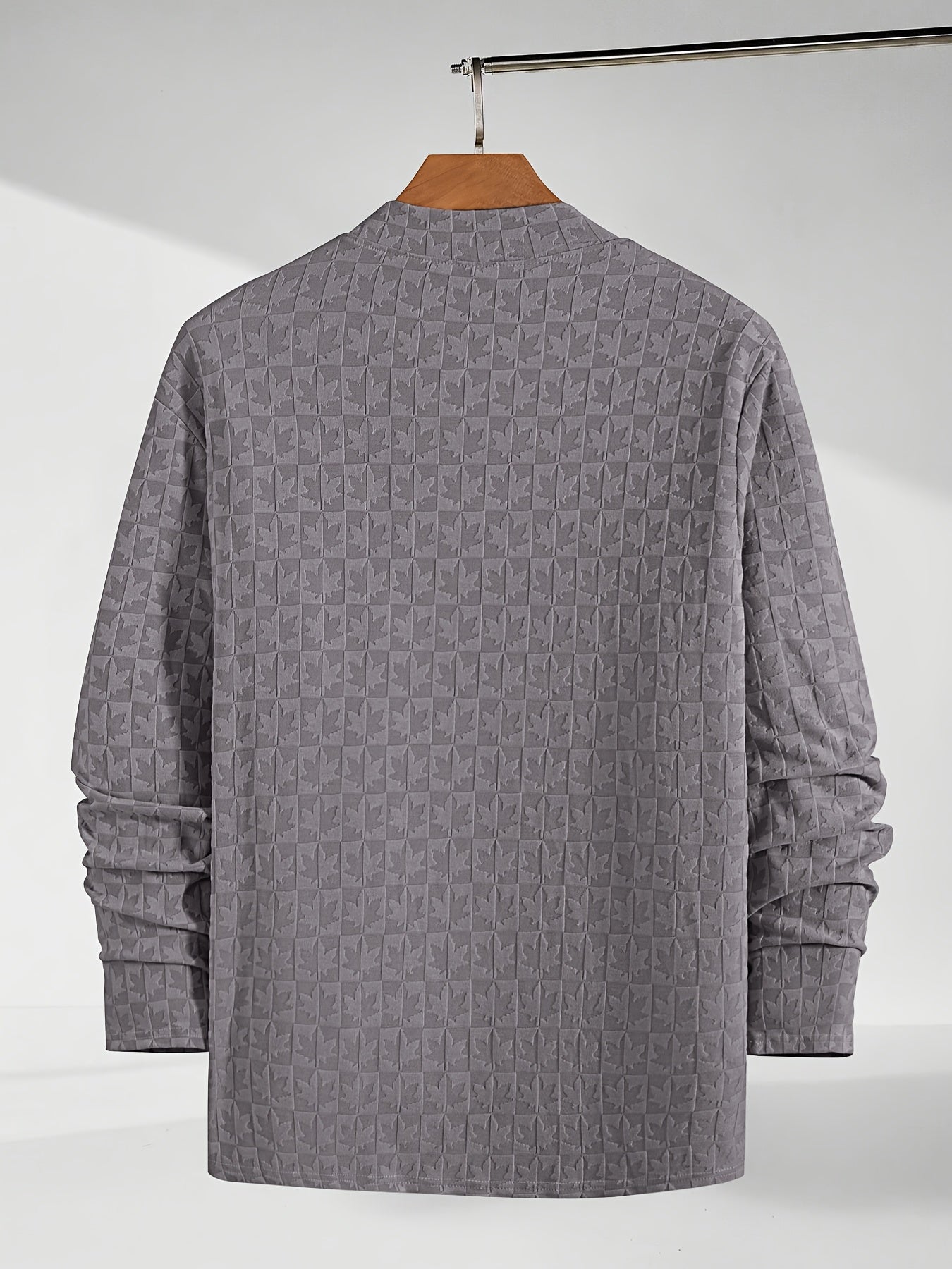 Men'S T-Shirt Long - Sleeved Semi - High Collar Casual Jacquard Base Shirt Outerwear Fashion High - Quality Autumn And Winter Top - veyora