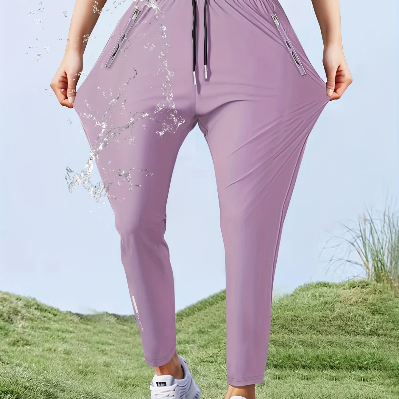 Women'S High - Elasticity Straight - Leg Ice Sliky Fiber Pants | Casual Solid Color Long Length with Drawstring Waist, Zipper Pocket, Quick - Dry for Spring/Fall - veyora