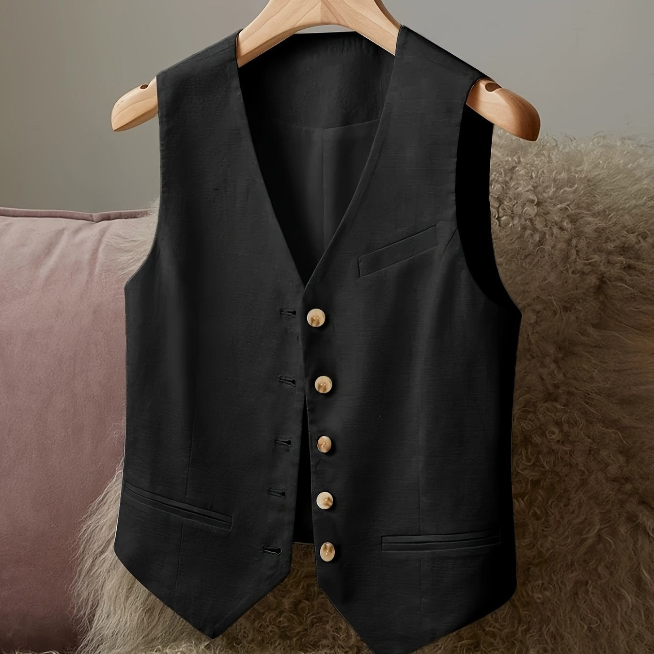 BK040924 Women's Casual Elegant Waist - cinching Jacket Vest Linen - veyora