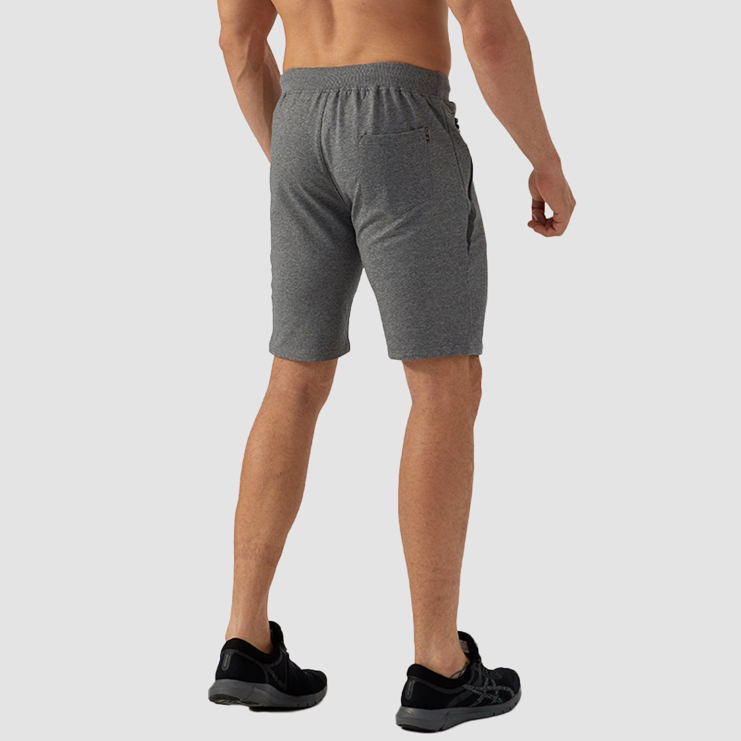 Men's Cotton Jogger Shorts - Elastic Waist, Zipper Pockets