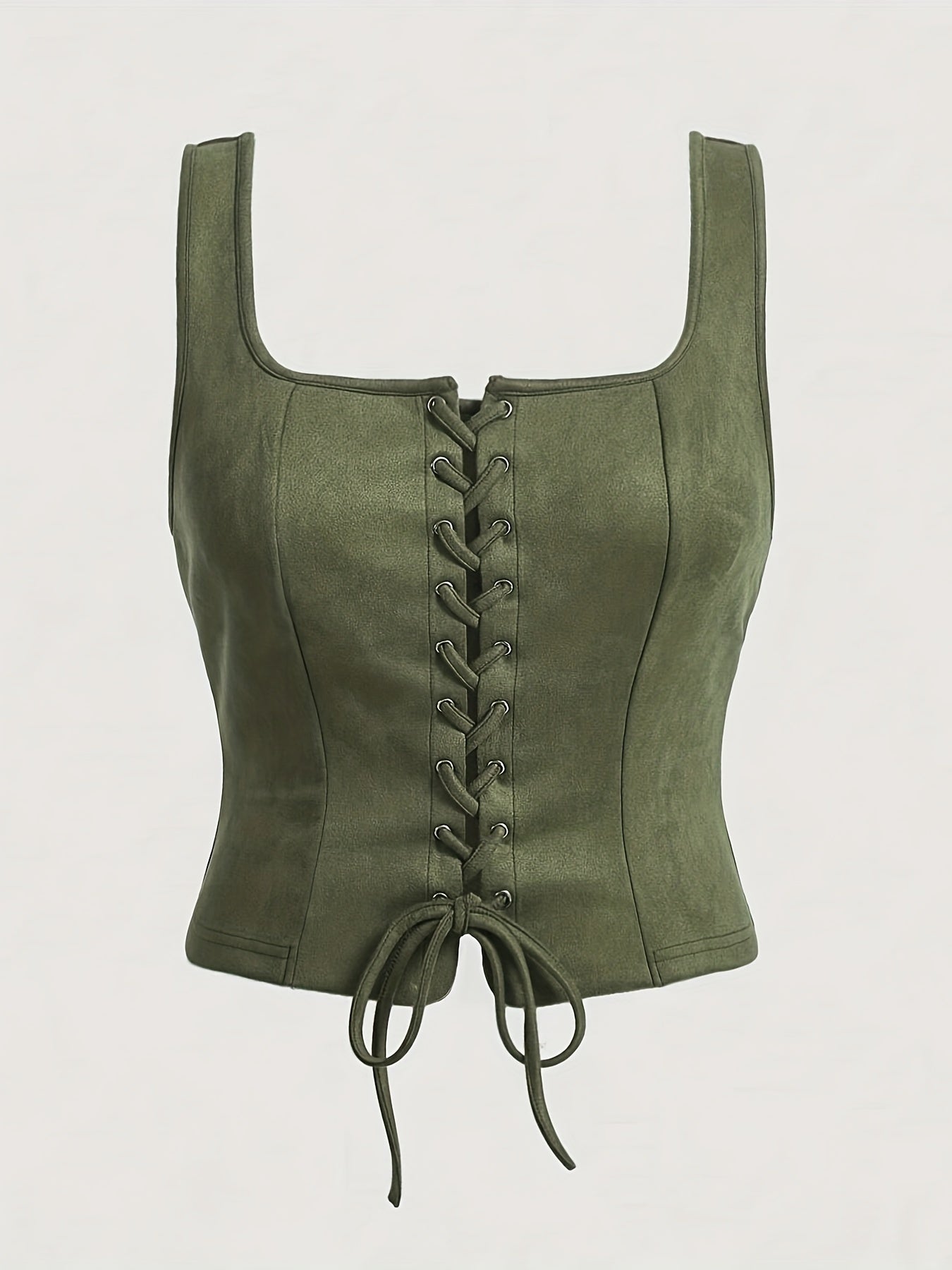 Vintage Elegant Lace - Up Drawstring Top Vest - veyora