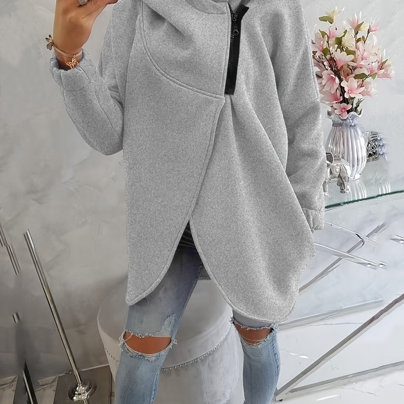 Women'S Cozy Pink Hooded Sweatshirt - Long Sleeve Pullover with Drawstring Hood, Soft Casual Winter Sweater for Fall & Winter, Everyday & Formal Outfits - Women'S, Winter Clothing, Fall Fashion, Comfortable Fit, Stylish Hoodie, Fashion Lovers - veyora