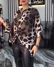 Amelia™ - Elegant Leopard Pattern Blouse - veyora