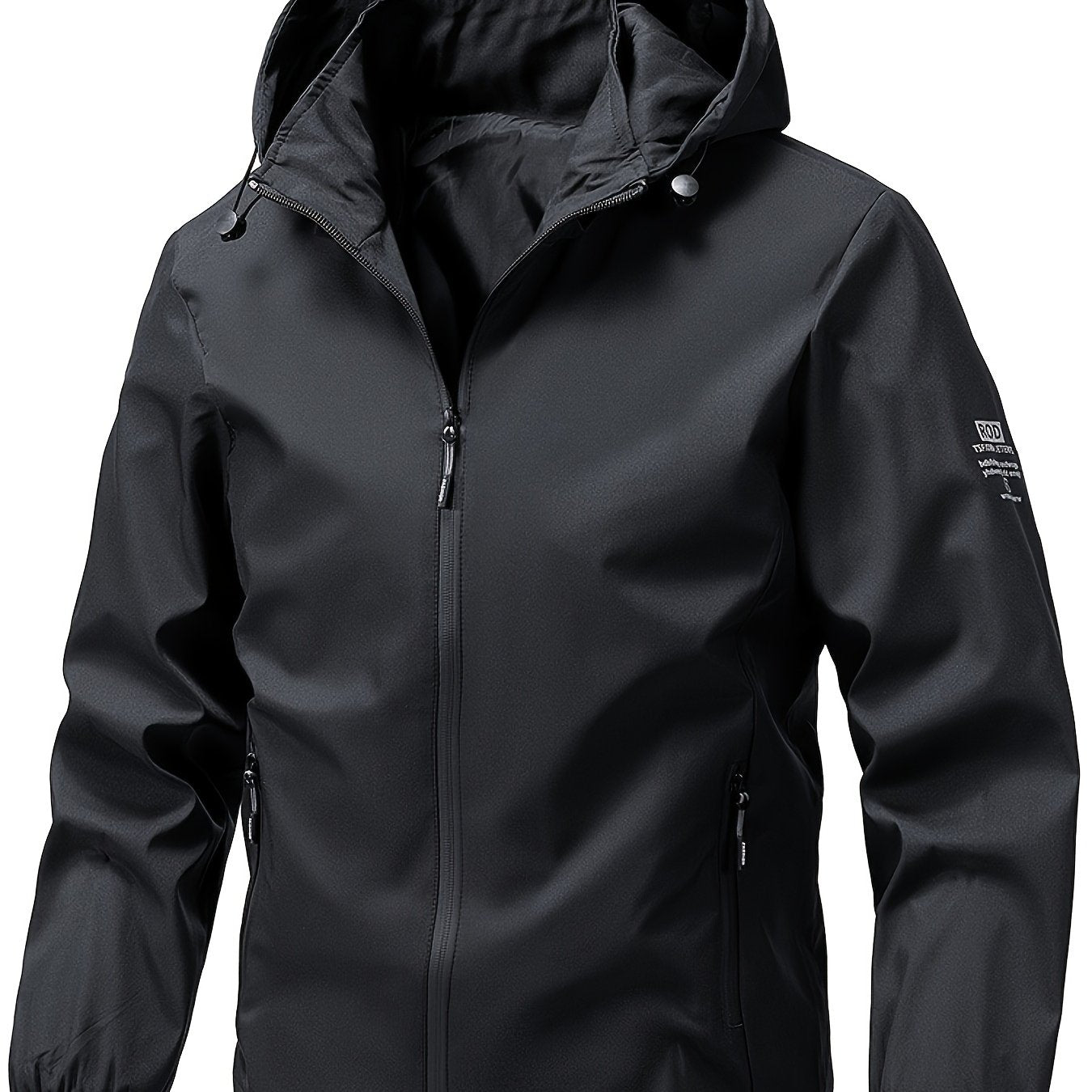 Men'S Windproof Hooded Jacket, Minimalist Style, Detachable Hood with Zip Pockets, Durable for Outdoor Warmth, Suitable for Spring And Autumn Casual Sports - veyora
