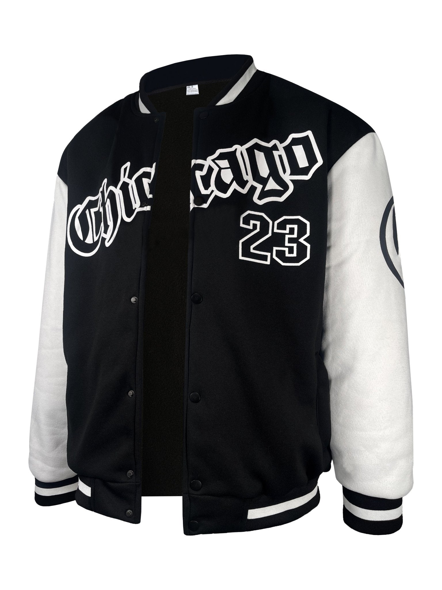 Men's Casual Letter Print Color Block Varsity Jacket, Chic Style Baseball Collar Jacket - veyora