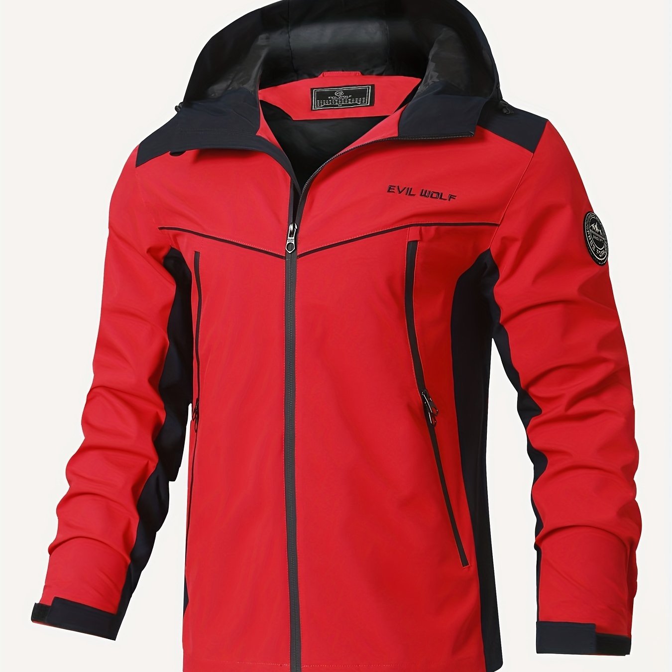 Men's Hooded Jacket - Casual Mountaineering Coat for Autumn and Winter, Polyester, Color Block Design, Outdoor, Clothing - veyora