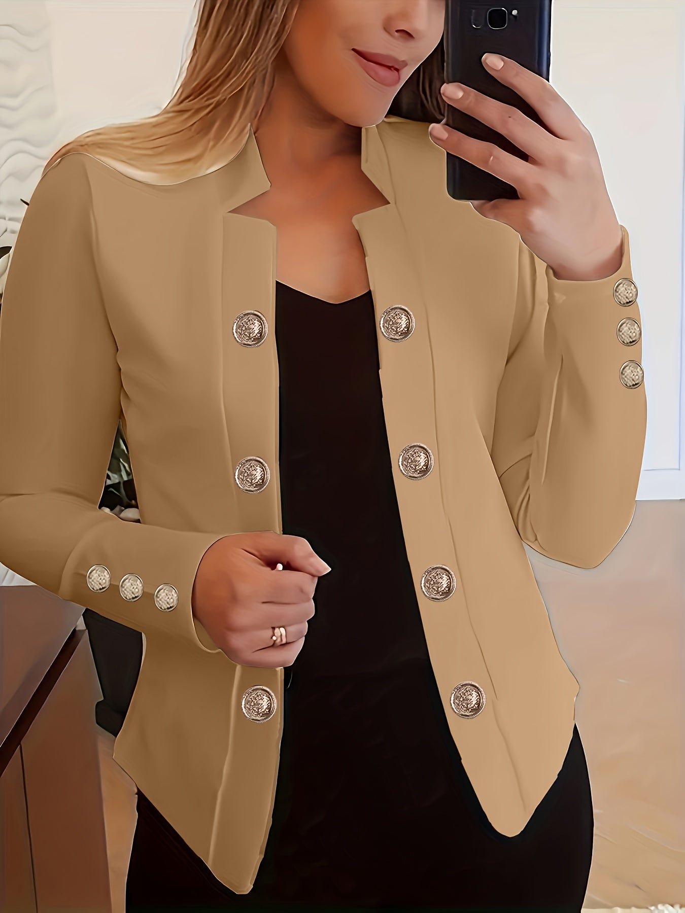 Spring and Autumn Fashion Solid Color Thin Women's Long Sleeve Casual Jacket - veyora