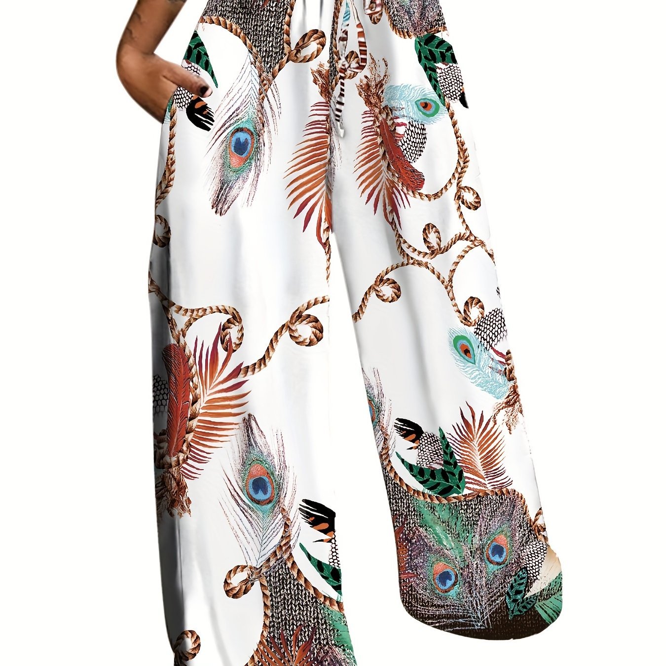 2023 Fashion Peacock Single - Sided Brushed Printed Long Pants - veyora