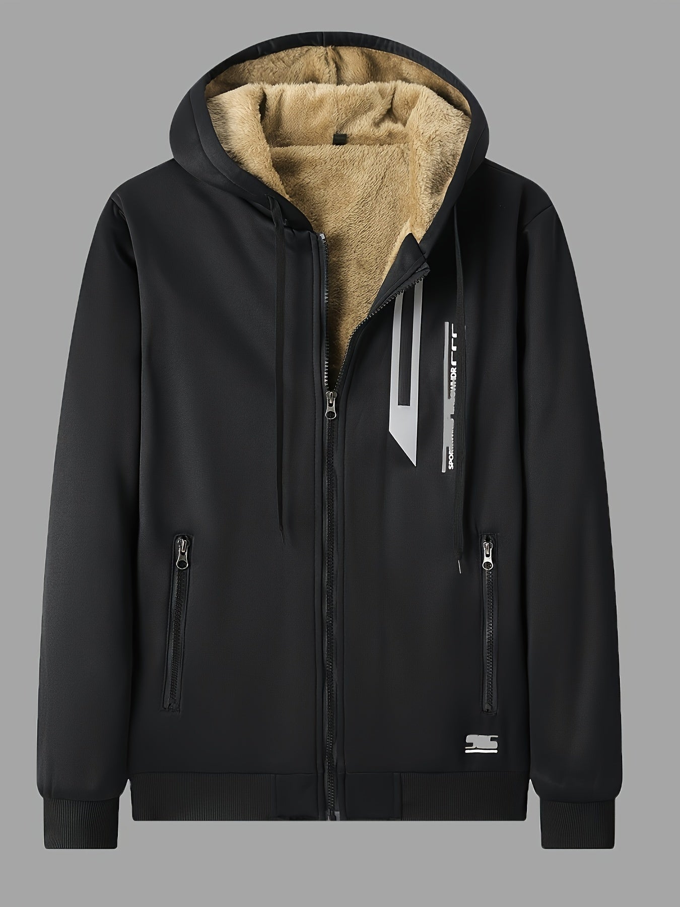 Men's Winter - Lined Thick Warm Hoodie Jacket, Athletic Zip - Up Sweatshirt with Pockets - veyora