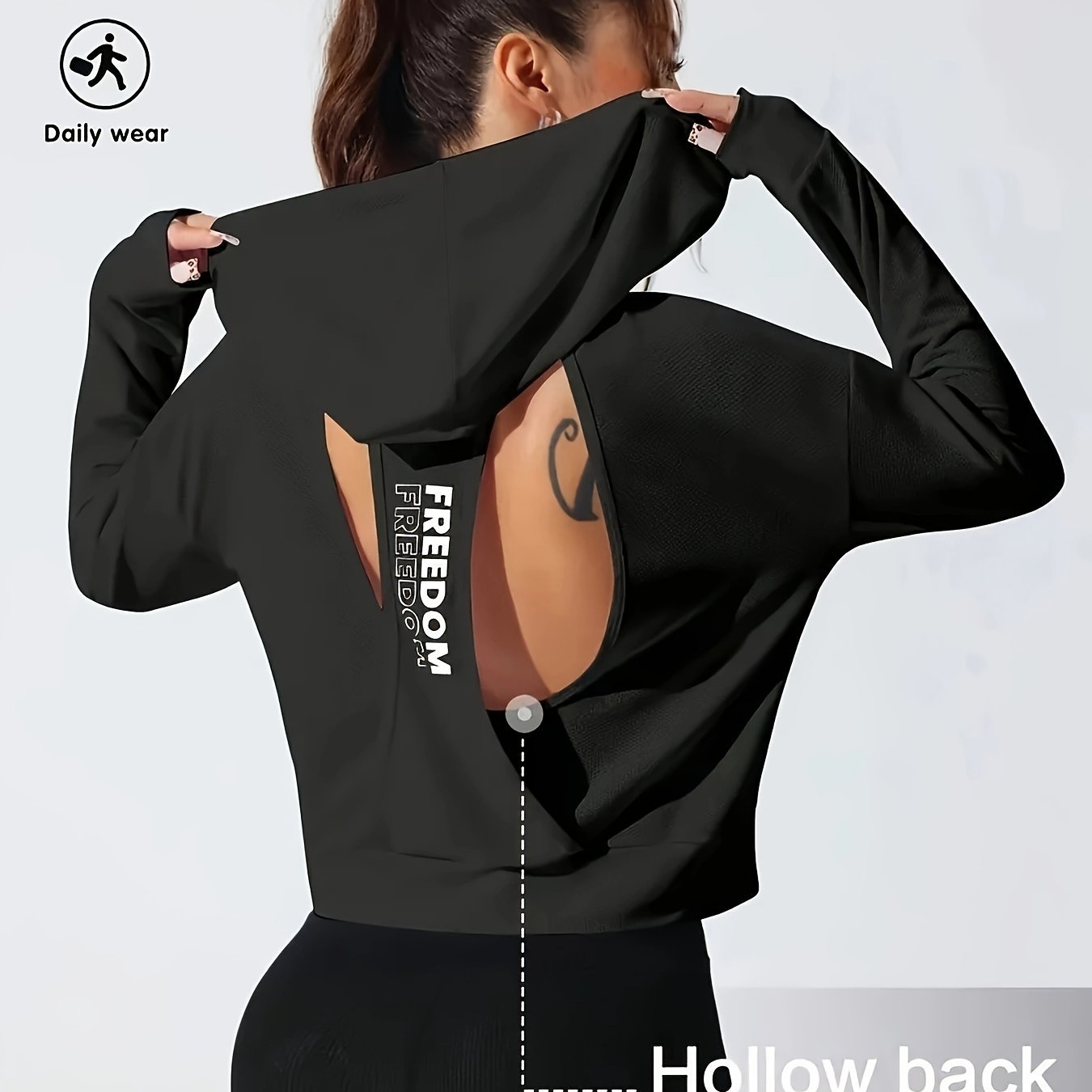 American - style Versatile Sporty Hooded Long - sleeve Top - veyora