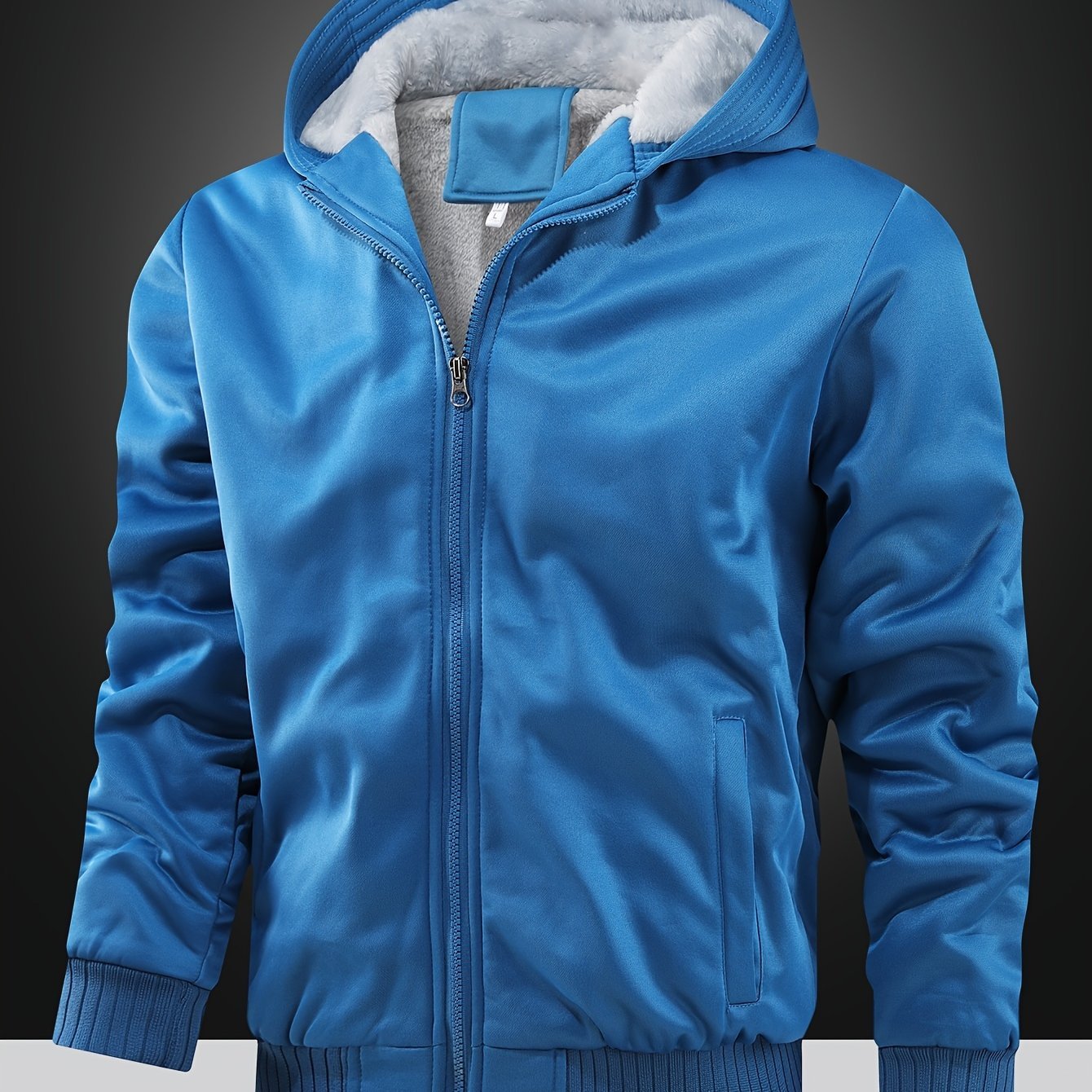Thickened Fleece Solid Color Hooded Cardigan - Men's Winter Sweatshirt Jacket - veyora