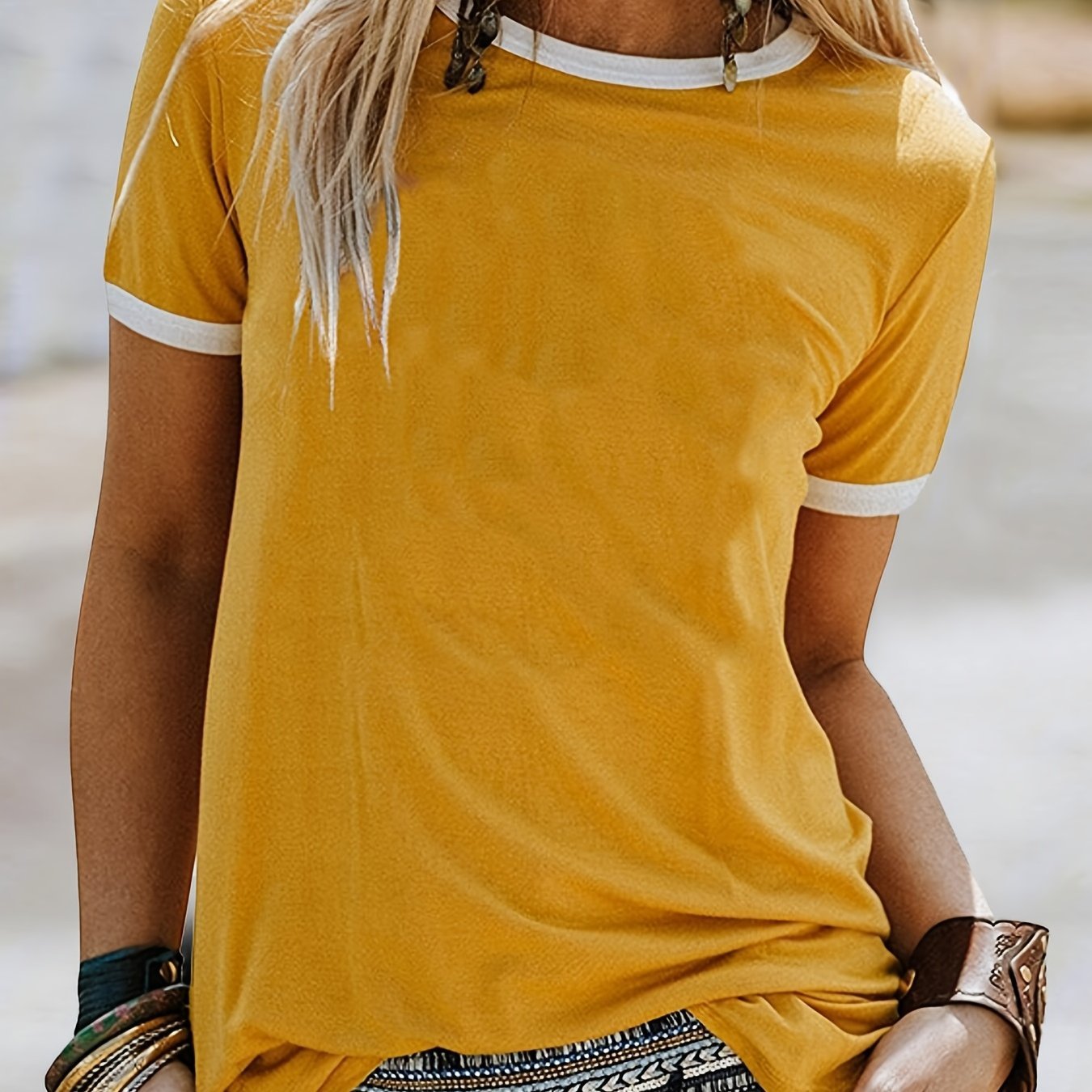 Loose Crew Neck T-shirt, Casual Simple Short Sleeve Summer T-Shirts Tops, Women's Clothing - veyora