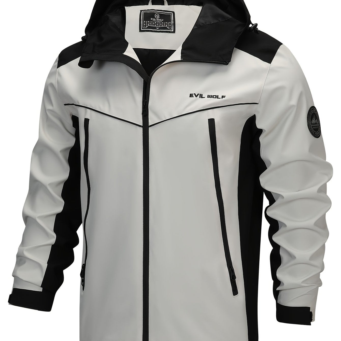 Men's Hooded Jacket - Casual Mountaineering Coat for Autumn and Winter, Polyester, Color Block Design, Outdoor, Clothing - veyora
