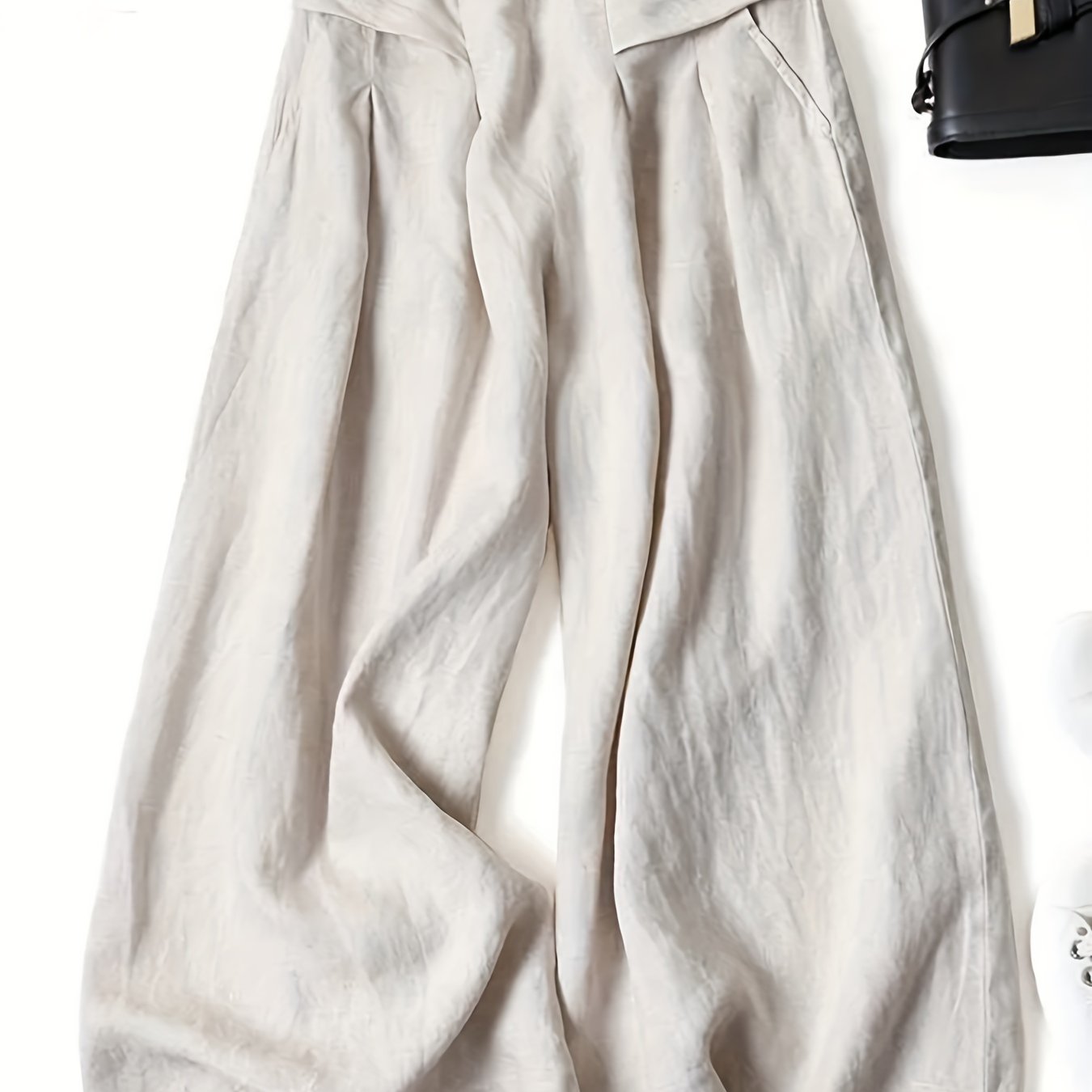 Linen Wide - Leg Ankle Pants, Breathable Thin Loose Linen Skirt Pants, Ethnic Style Vintage Trousers - veyora