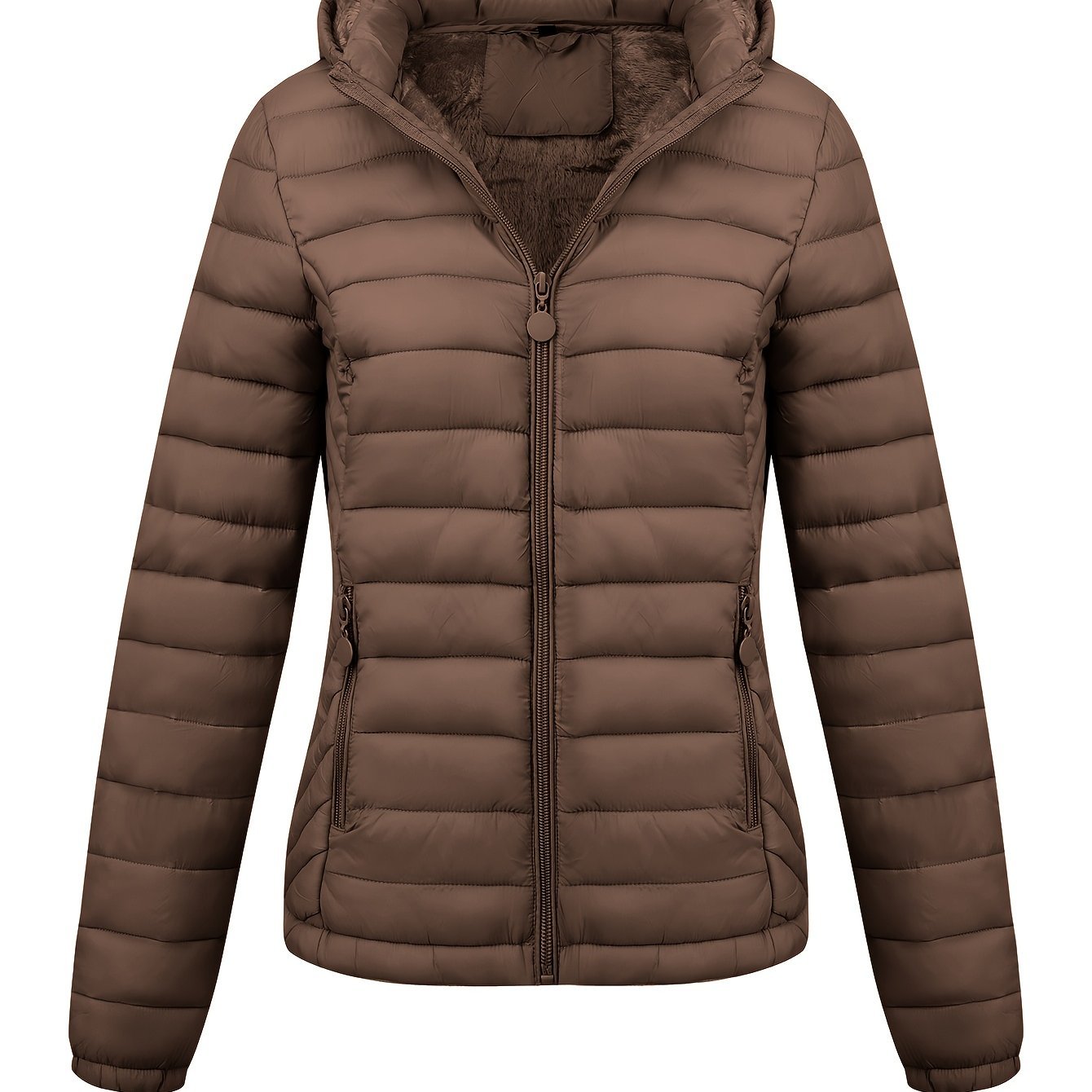 Women's Autumn/Winter Simple Lightweight Hooded Commuter Padded Coat with Pockets - veyora