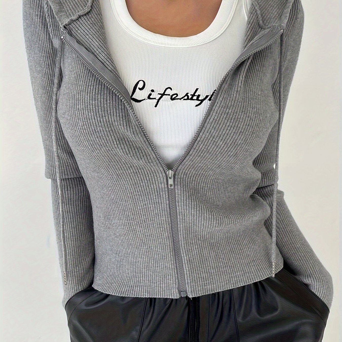 Women'S Fitted Solid Color Long Sleeve Casual Jacket with a Hood - veyora