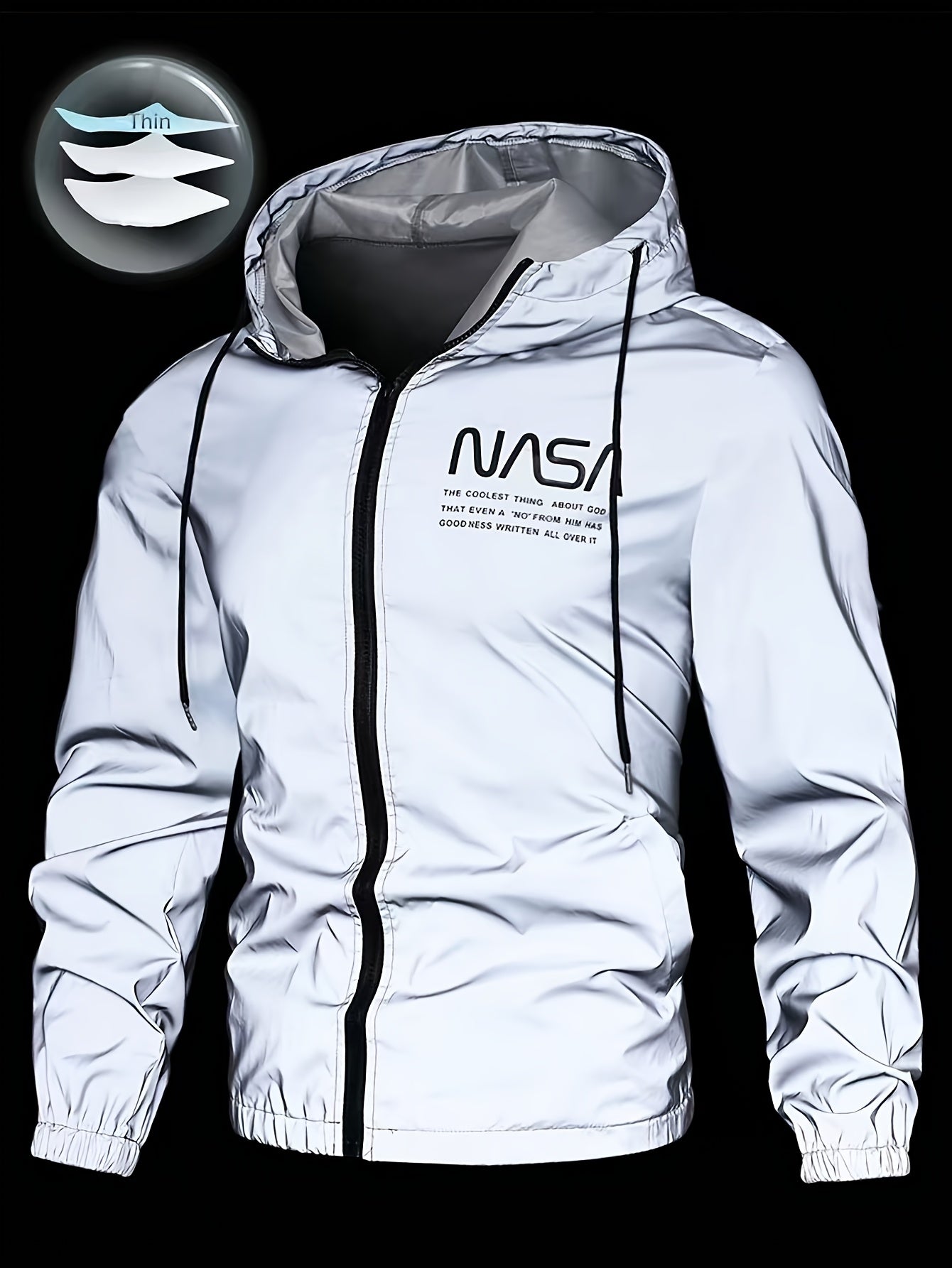 Men's Luminous Jacket, Men's Casual Fashion Outerwear, Long Sleeve Jacket, Luminous Jacket, Reflective Jacket, Men's Jacket Outerwear - veyora