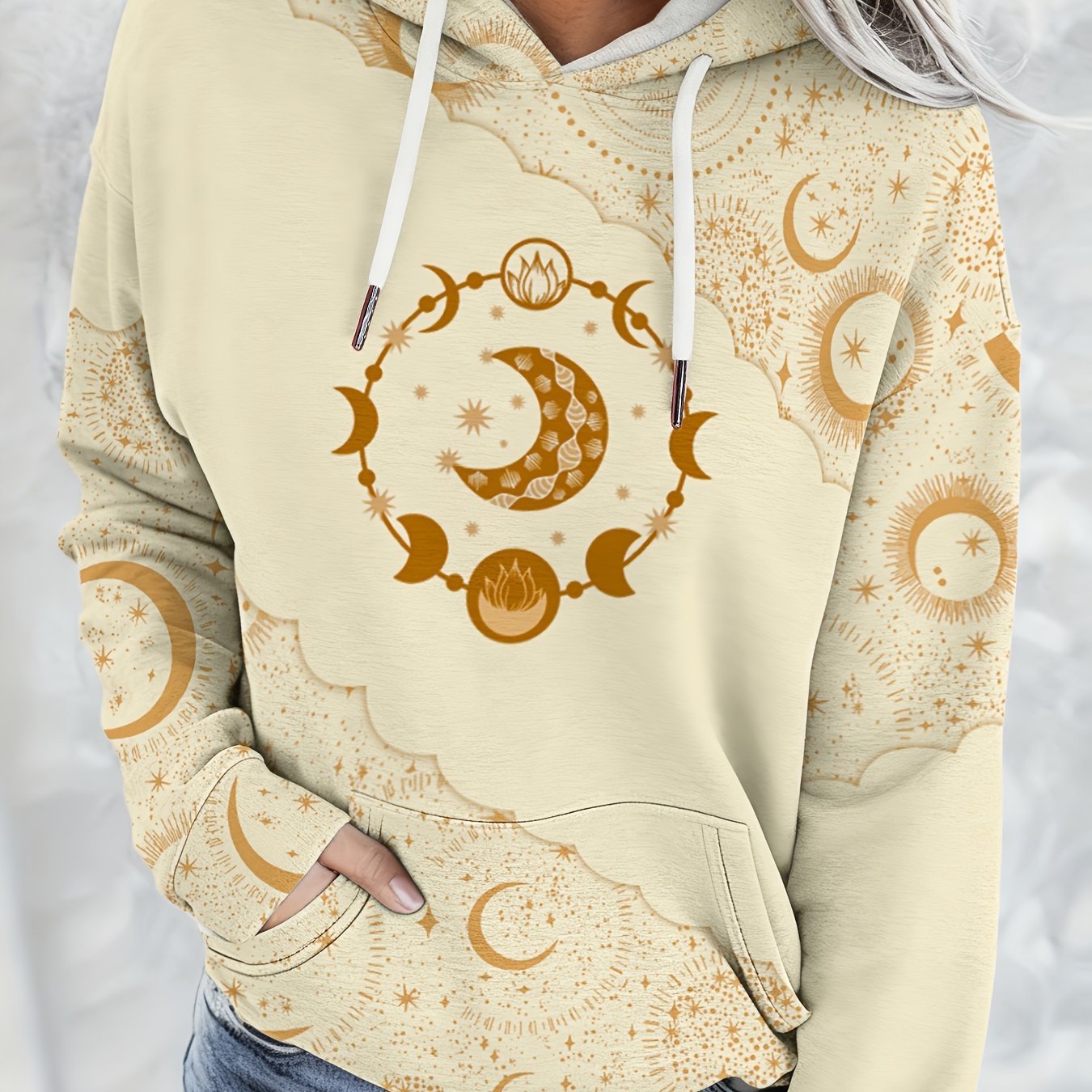 Women'S Casual Stylish Hooded Sweatshirt with a Western Ethnic Style And Vintage Print. - veyora