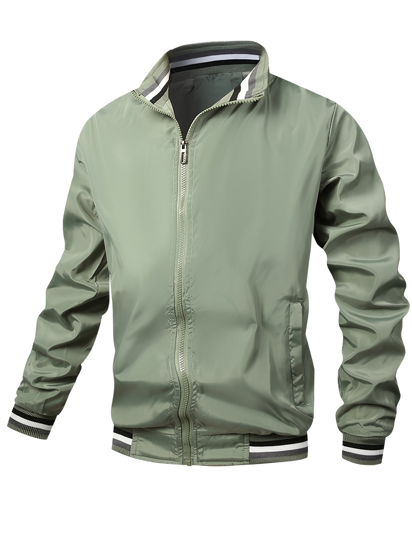 Men's Casual Bomber Jacket, Casual Zip Up Windbreaker Jacket For Outdoor Activities - veyora