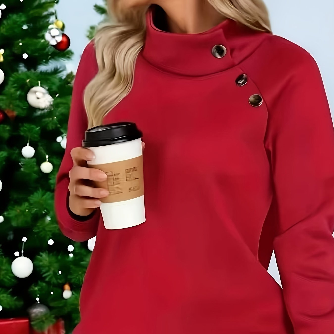 Women'S Solid Color Stand Collar Long Sleeve Sweatshirt, Casual Style for Autumn And Winter - veyora