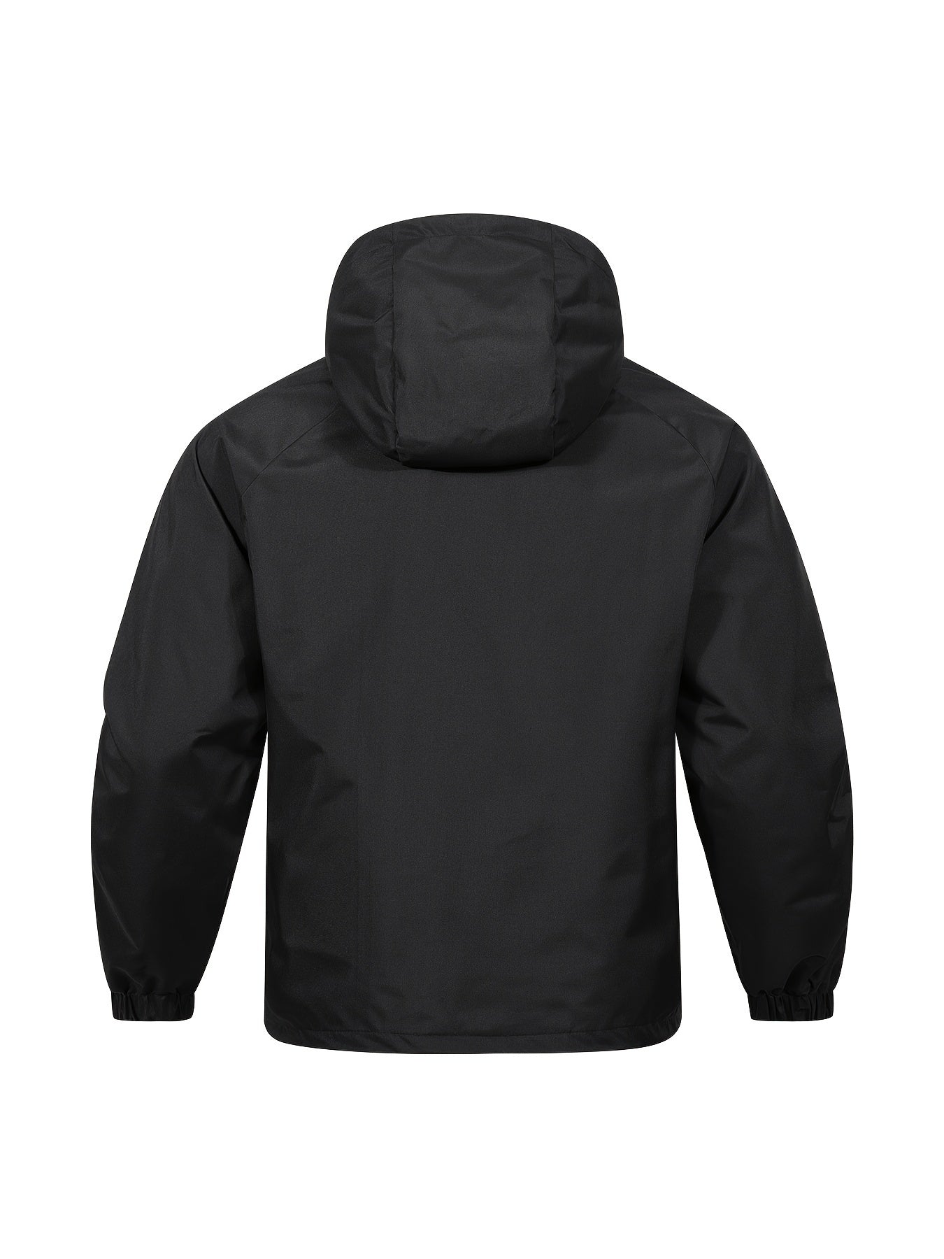 Men'S Windbreaker Jacket, Polyester 100% Solid Color, Hooded Zip - Up Sports Pullover, Long Sleeve, Regular Fit, Spring/Fall Season, Non - Stretch Woven Fabric, 135g/m² Weight, 75g/m² Lining - veyora