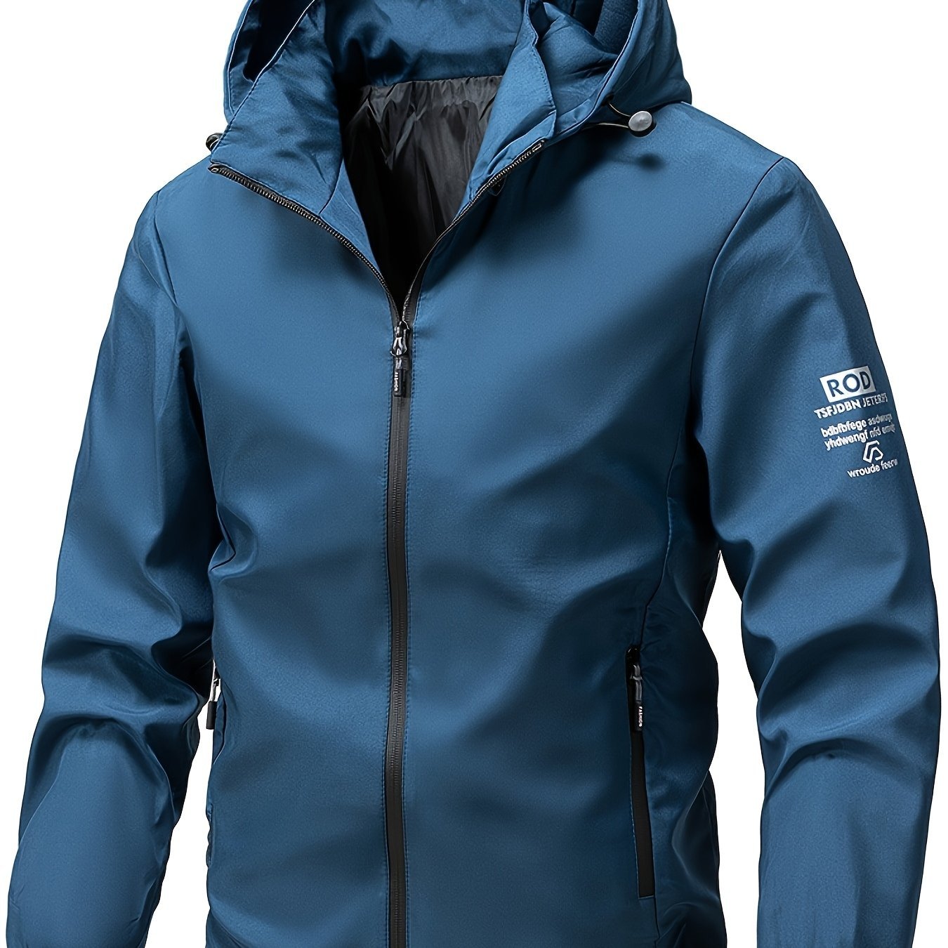 Men'S Windproof Hooded Jacket, Minimalist Style, Detachable Hood with Zip Pockets, Durable for Outdoor Warmth, Suitable for Spring And Autumn Casual Sports - veyora